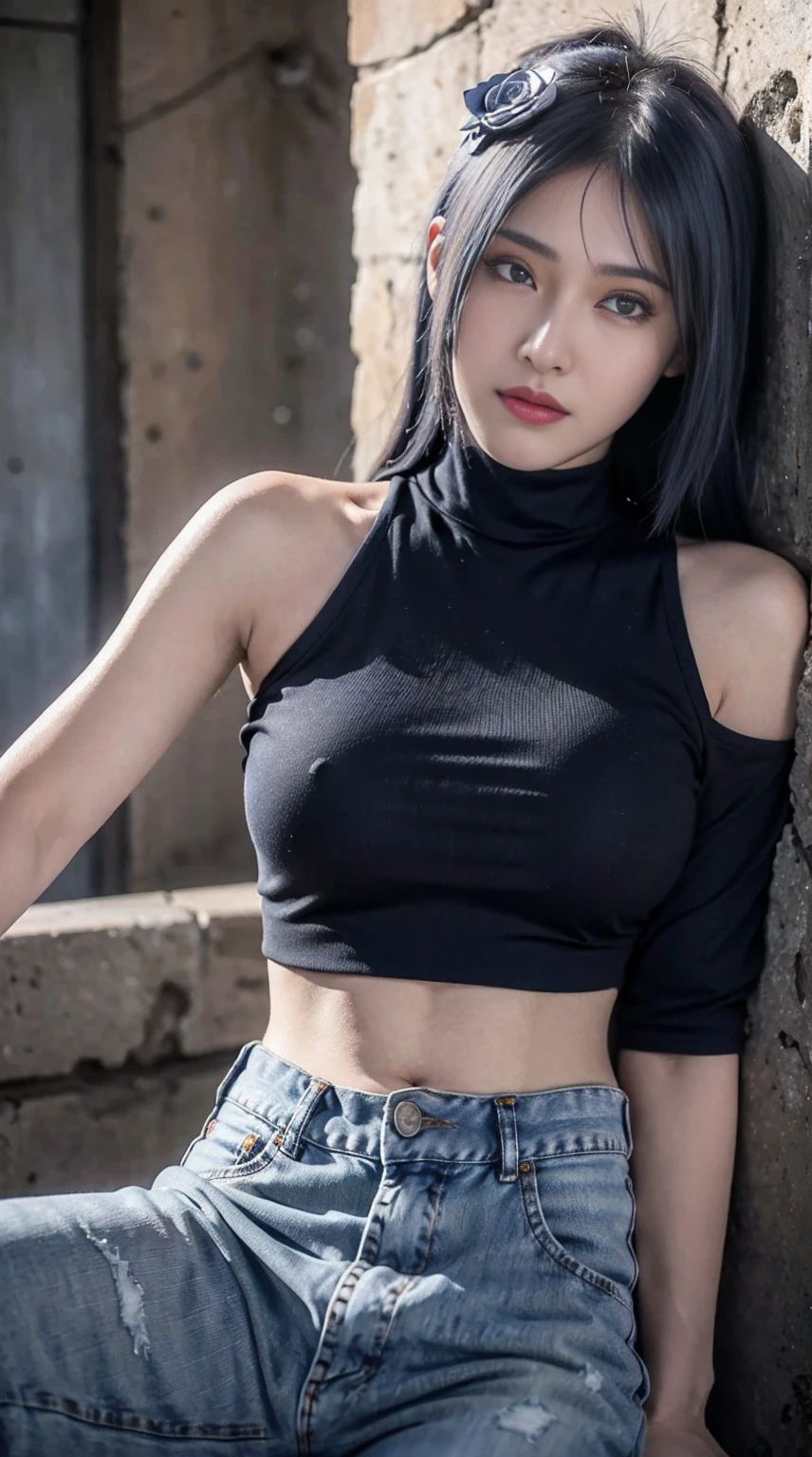 （8K，RAW photos），（Best quality at best），（tmasterpiece），（realistically，）（realism vs. realism），（A high resolution），hyper-detailing，（Endless realism：1.1），beauitful face，
（1female：1.1），Female pervert，（looking at the viewer only），Denim lenses，jpn，
Xiaonan\（Naruto\），（Xiaoyi：1.1），La Brett piercing，（LOP:1.5），（Off-the-shoulder attire:1.5)，ssmile，face flushed，Upper body photo Dark blue hair，（Flying White Paper:1.5）
profesional lighting、フォトンマッピング、physically-based renderingt、