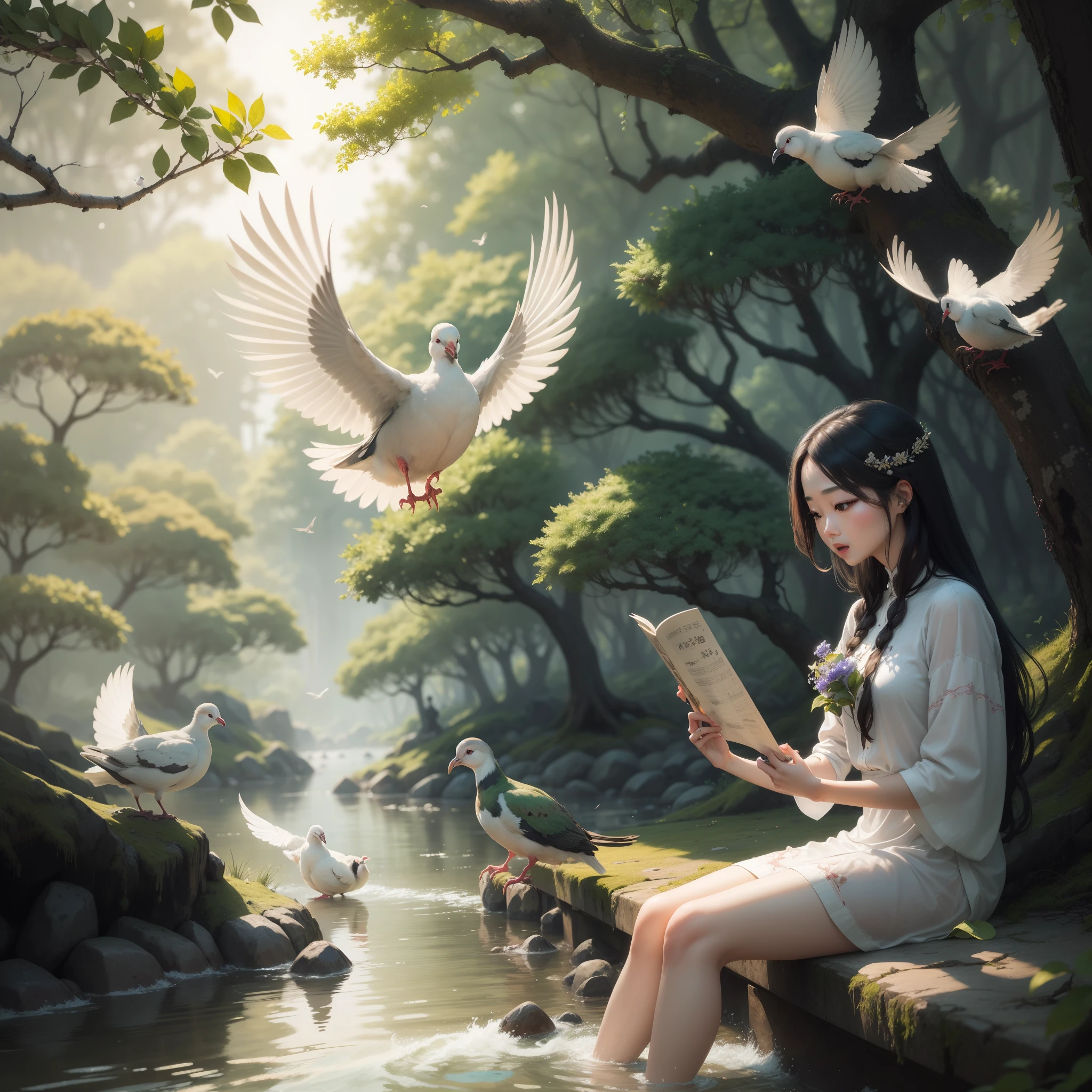 Guan Guan and the singing dove,Together on the small island in the river。Beautiful and virtuous woman,What a gentleman and a good spouse