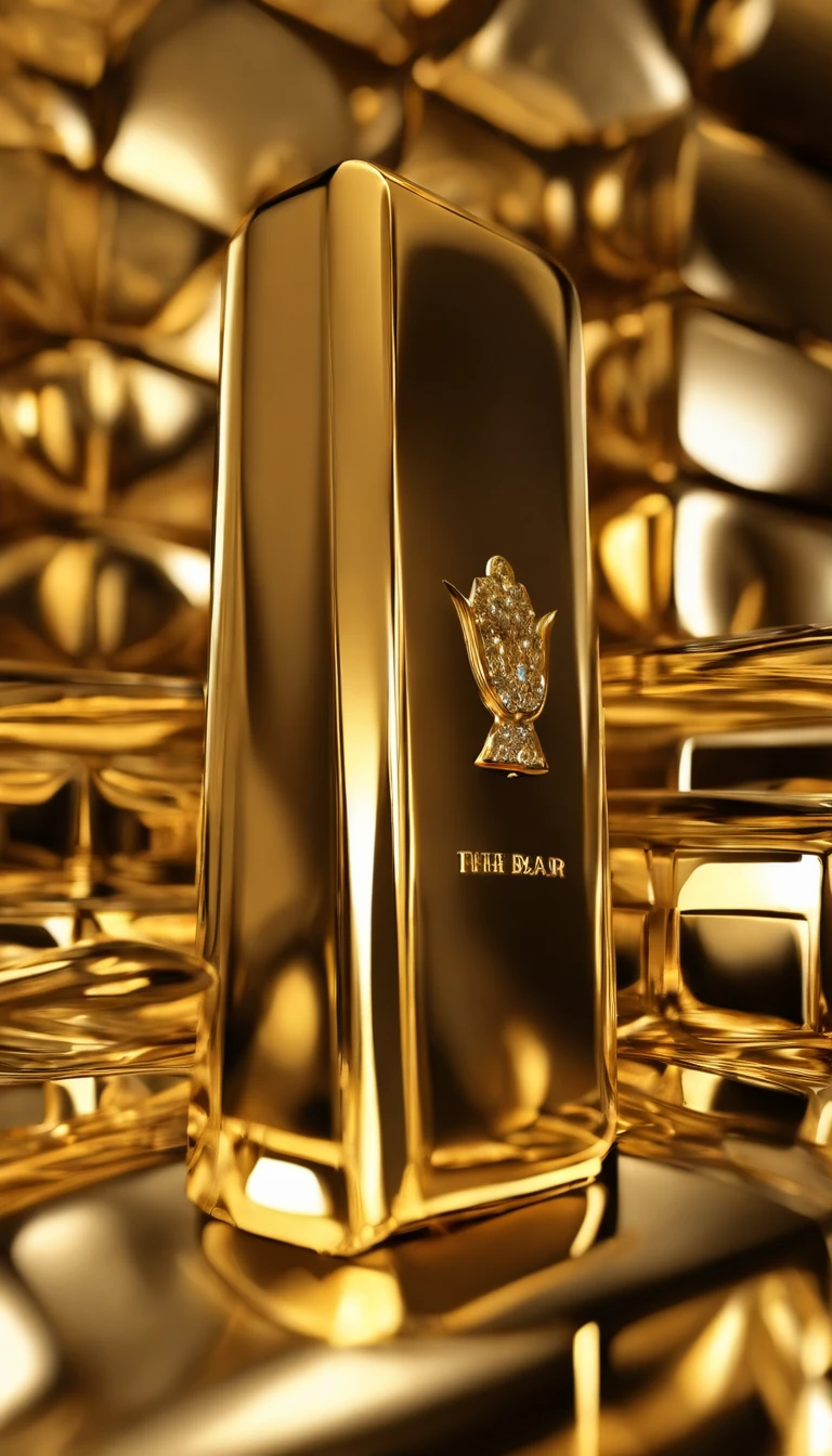A gold bar，Surreal art，Clear texture，Luxurious style