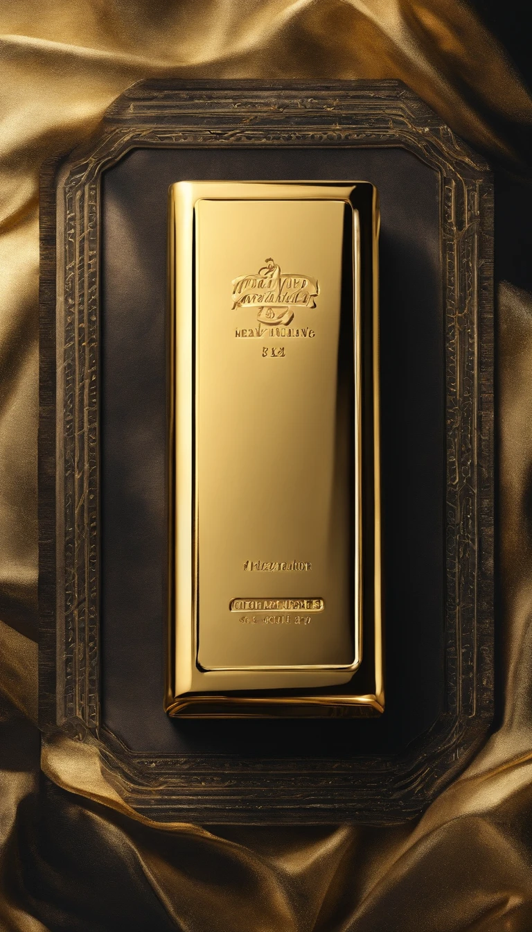 A gold bar，Surreal art，Clear texture，Luxurious style