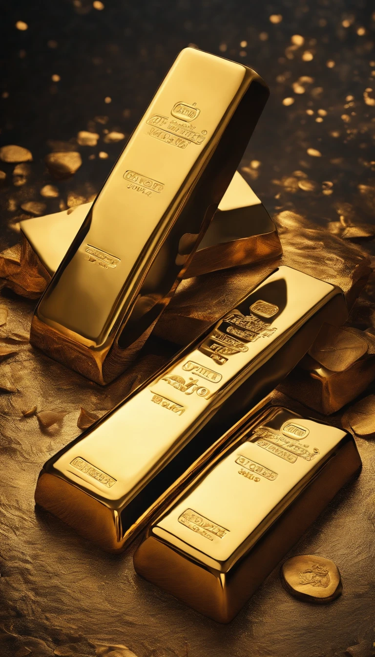 A gold bar,Surreal art,Clear texture,Luxurious style