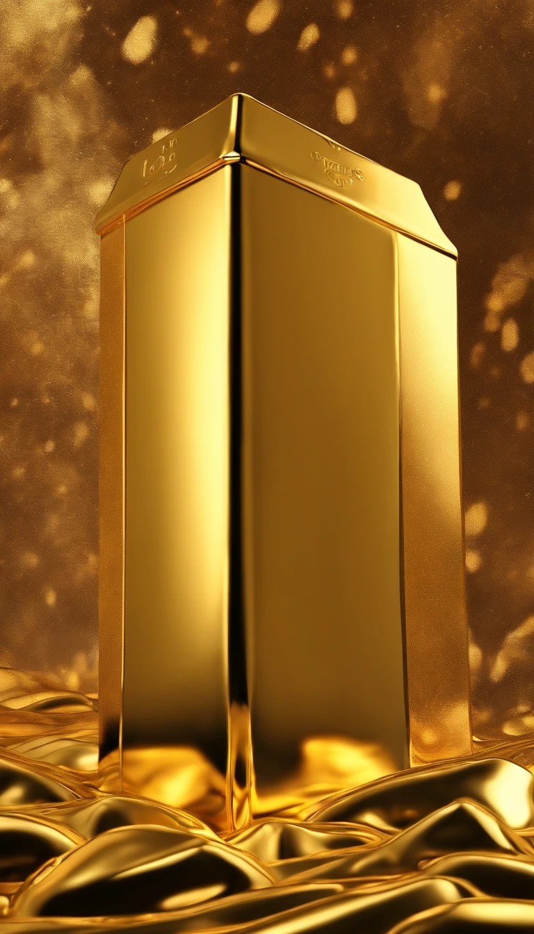 A gold bar，Surreal art，Clear texture，Luxurious style