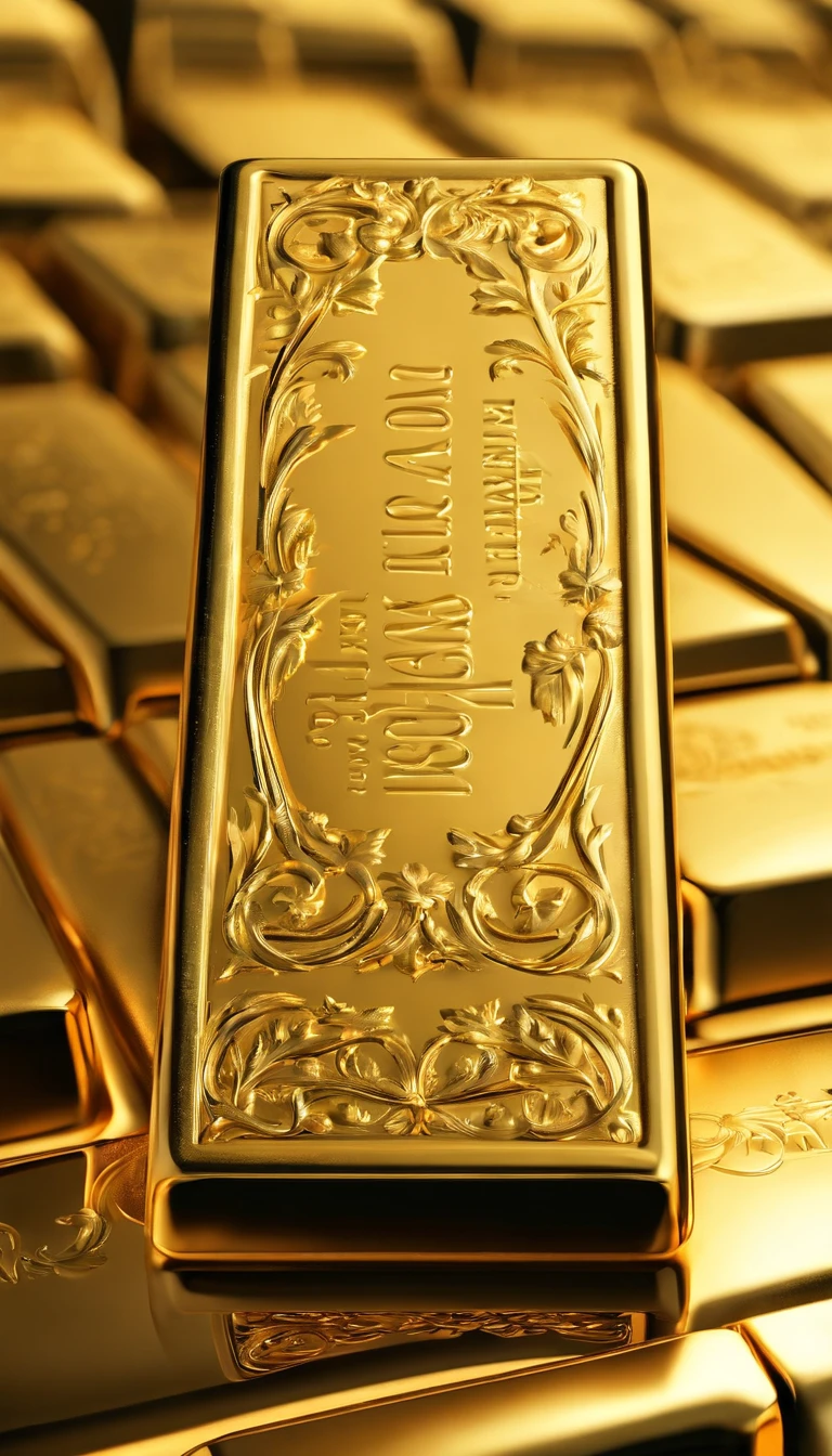 A single gold bar,Surreal art,Clear texture,Luxurious style
