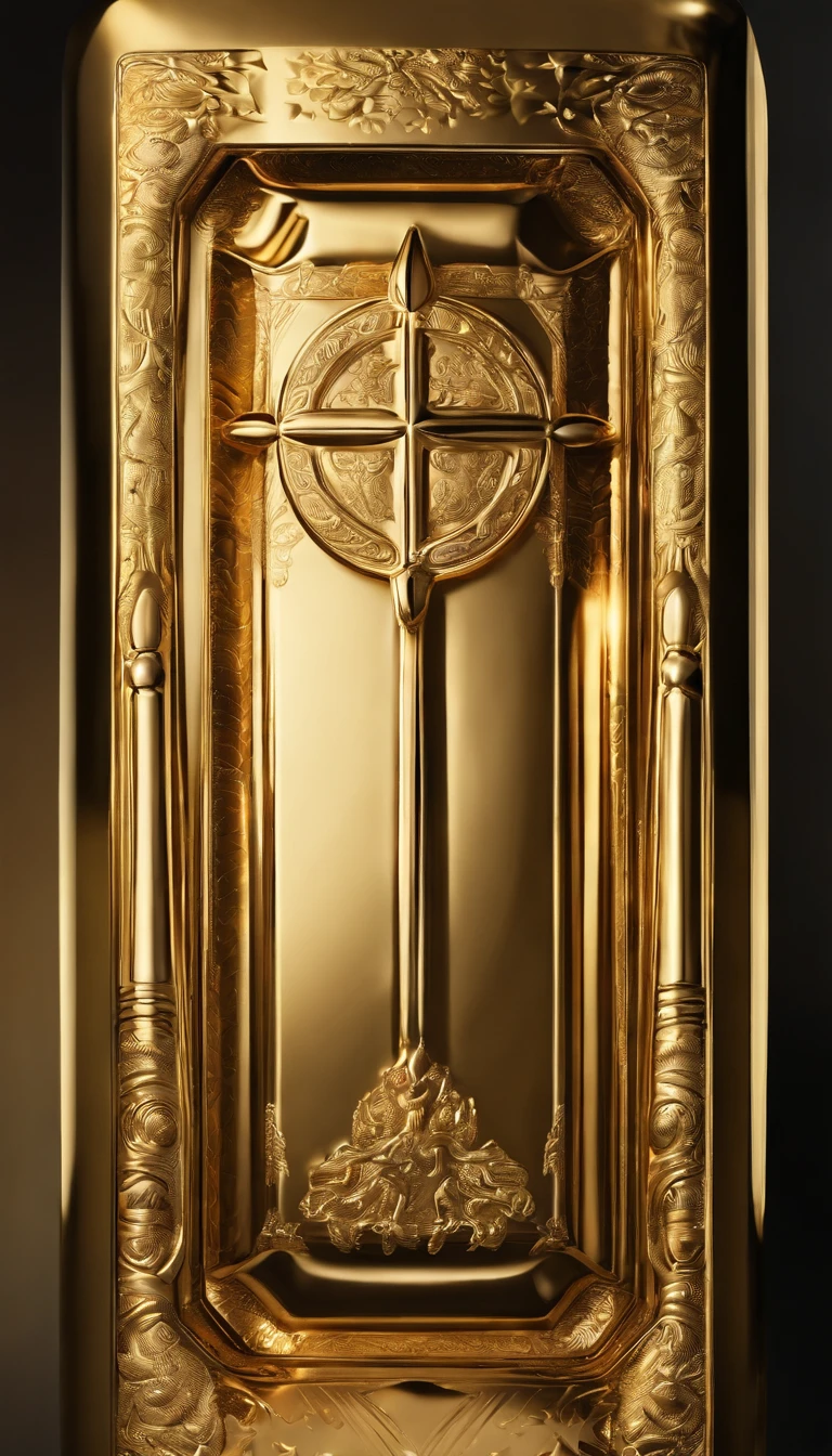 A single gold bar，Surreal art，Clear texture，Luxurious style