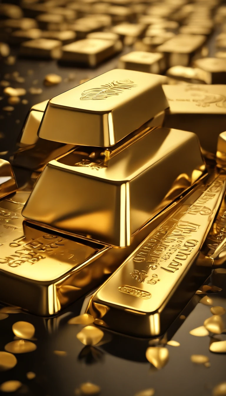 (best quality, ultra-detailed, realistic:1.37), gold bar, surreal art, clear texture, luxurious style, vivid colors, studio lighting