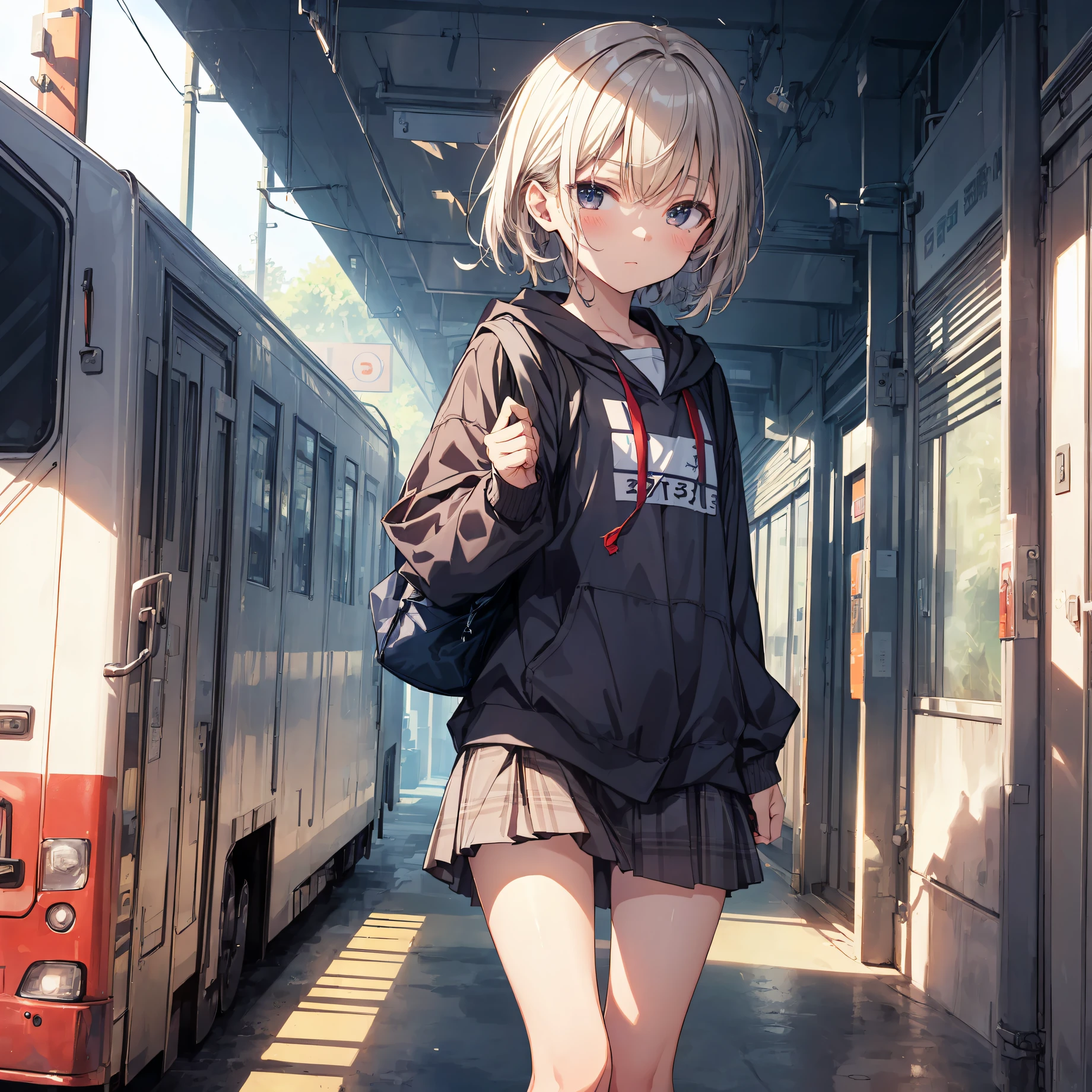 God quality, anime moe artstyle,best anime 8k konachan wallpaper,badass anime 8k,perfect anatomy, (Please draw a girl walking sleepily to school. :1.3),break, 1girl, (Solo,Loli,,13-ye-ol5),a ior high sccharm, (Very Short hair), Full limbs, complete fingers,flat chest, Small butt, groin, Small eyes,finely detailed beautiful black eyes,disgusted eyes, school Uniform, in the School commute route. break,ultra-detailed,high resolution,super detailed skin, professional lighting,(cool and cute illustration:1.2),
