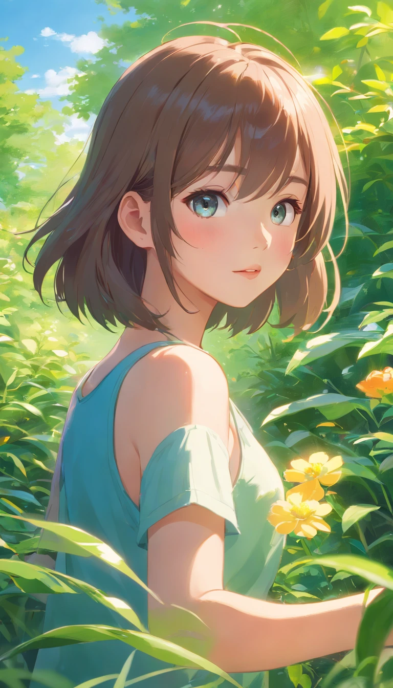 This is your Stable Diffusion prompt:
A beautiful girl in a garden, wearing a bikini, with detailed eyes and lips. She has a confident and joyful expression, standing in a graceful pose. The sunlight gently illuminates her face, creating soft shadows and highlights. The garden is filled with vibrant flowers and lush greenery, creating a colorful and lively atmosphere. The girl's long flowing hair is gently blowing in the breeze, adding a sense of movement to the scene. The overall image should have the best quality, with ultra-detailed features and a realistic and photorealistic rendering. The colors are vivid and vibrant, with a warm and sunny color tone. The lighting is soft and natural, with subtle shadows and highlights that enhance the depth and dimension of the image.
