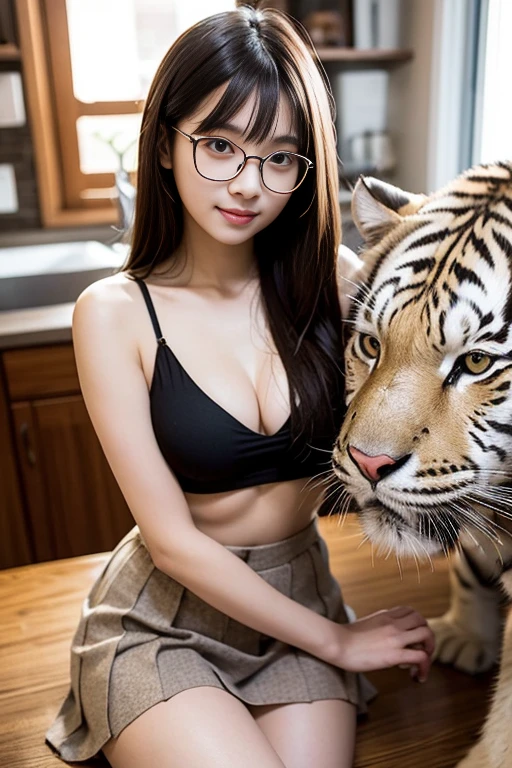 Sleeping with a tiger　Tiger skin　nude　Beautiful images　Real　Big Breasts　Combined with Tiger　Tiger Girl　Tiger hunting stockings　having sex　Wet genitals　Woman with cat ears　Provocative face　looking at the camera　SEX