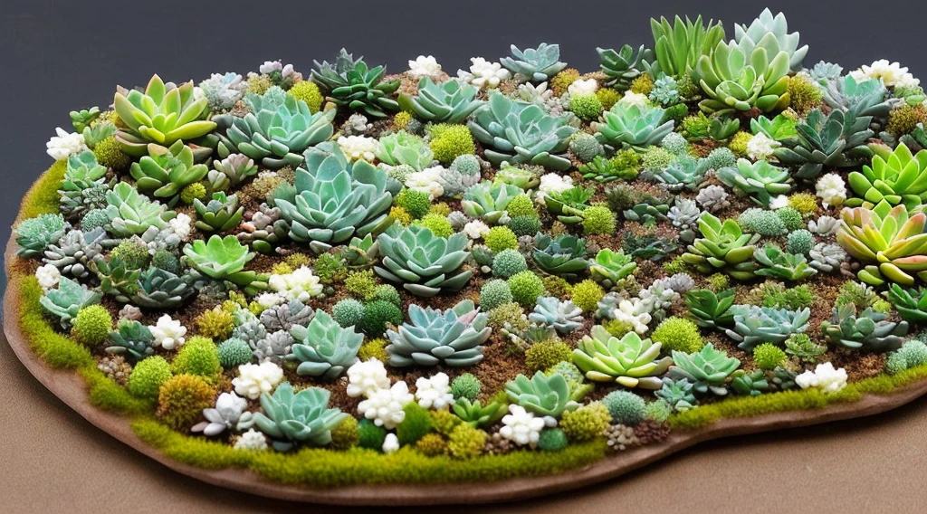 tmasterpiece, Best quality, ultra - detailed,Crystals floating in the air，light blue white，Pearl Chlorophytum，prayer beads，floating succulents，succulent forest，Super refined，ultra - detailed，vivaciousness，with dynamism，with dynamism，glowing plants。fantastical scenes，Super dreamy