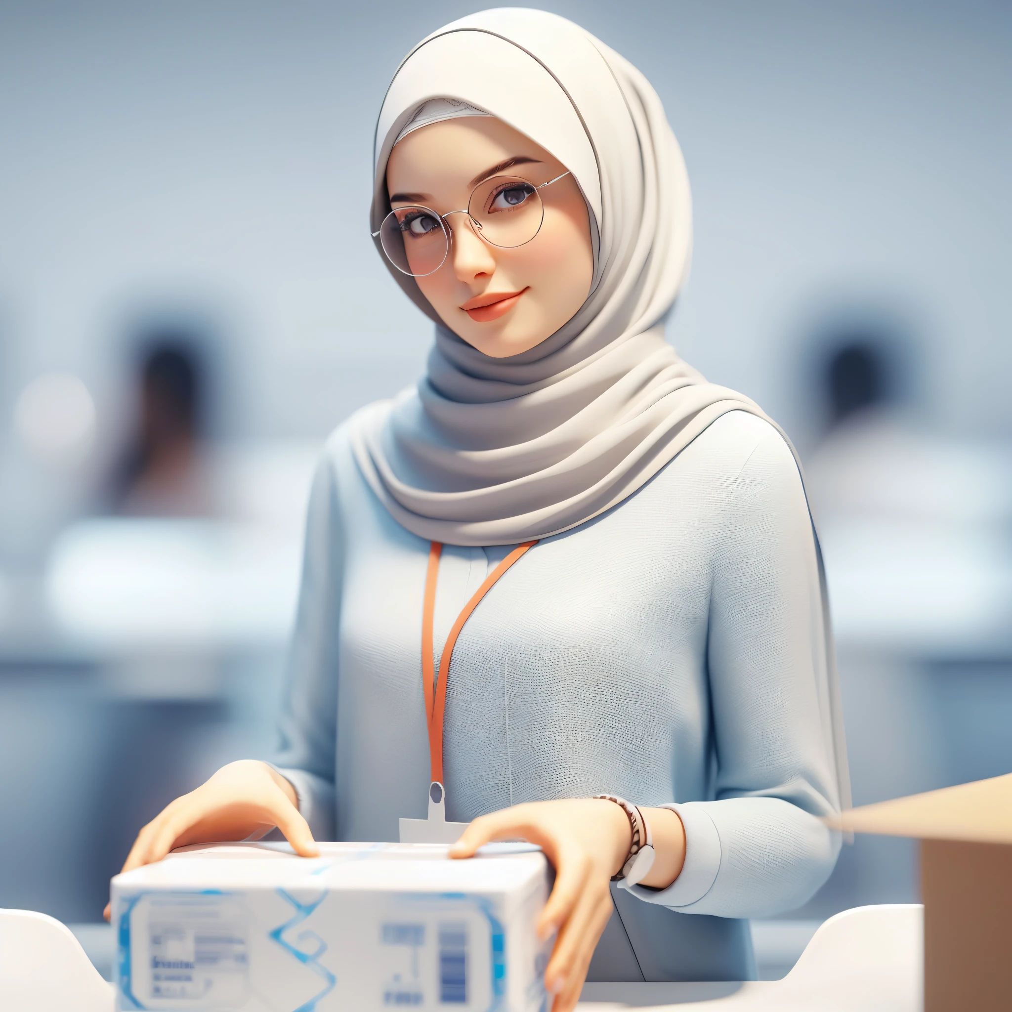 there is a woman that is holding a box in her hands, for hire 3d artist, detailed digital 3d art, artwork in the style of guweiz, 3 d render character art 8 k, 3 d character render, digital art render, excellent 3d render, semi - realistic render, 3d character realistic, realistic digital art 4k