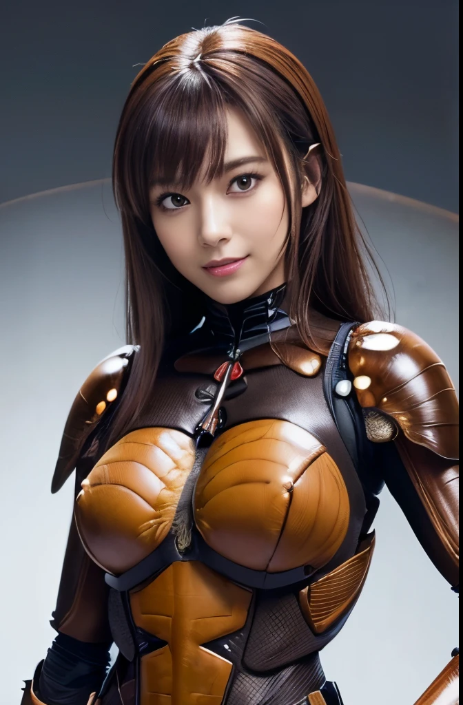 (high resolution,masterpiece,best quality,extremely detailed CG, anime, official art:1.4), realistic, photo, amazing fine details, all intricate, gloss and shiny,awesome many layers, 8k wall paper, 3d, sketch, kawaii, illustration,( solo:1.4), perfect female proportion,villainess, (fusion of dark brown cockroach and lady:1.4), (brown cockroach form lady:1.2), (brown cockroach lady:1.2), (fusion:1.2), (solo:1.4), (evil smile:1.2), muscular, abs, (cockroach brown exoskeleton bio insect suit:1.4), (cockroach brown exoskeleton bio insect armor:1.2), (brown transparency cockroach wing:1.4), (brown cockroach antennae:1.3),