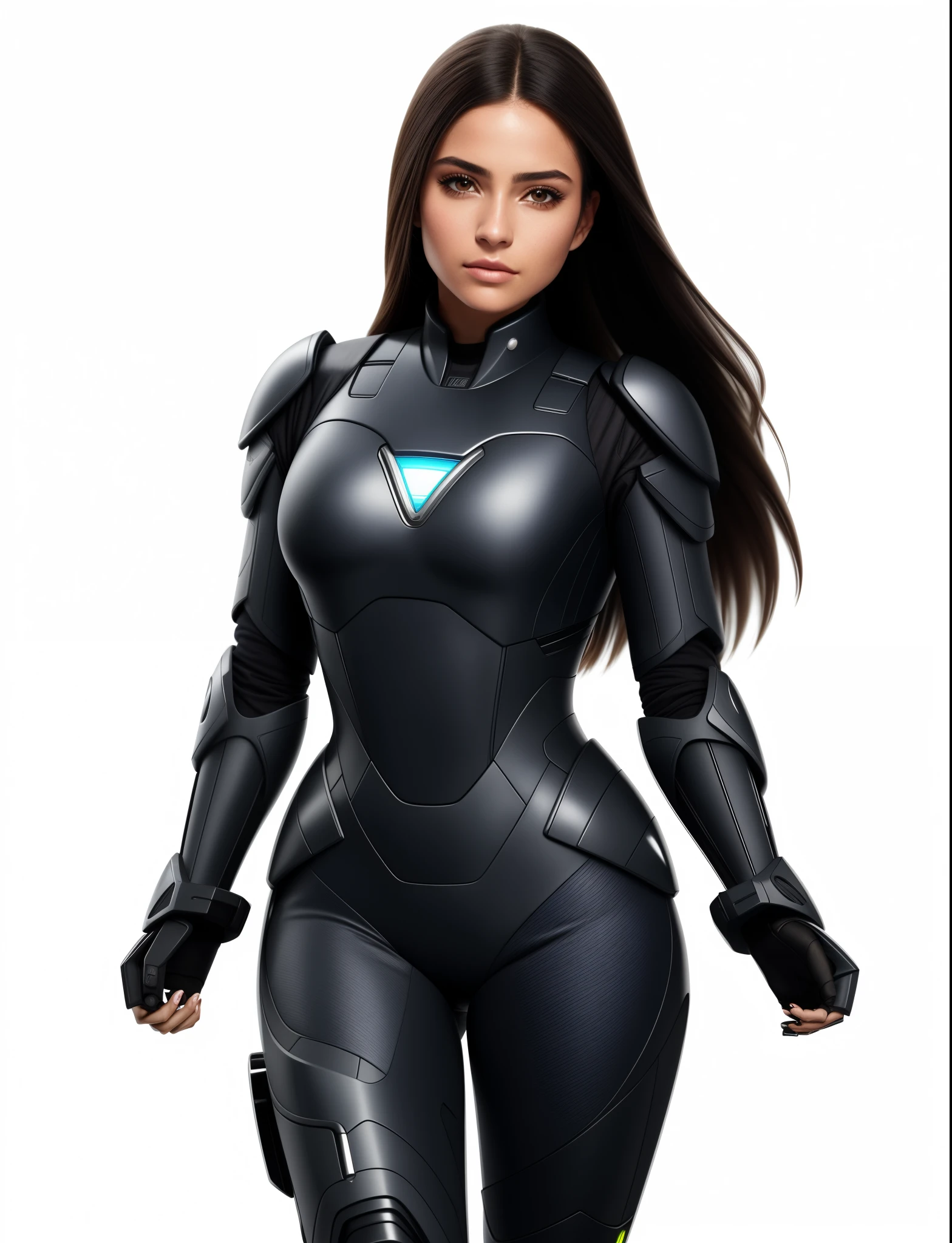um close up de uma mulher em um terno preto com uma espada, cyber suit, cybernetic suit, cybersuits, vestindo terno apertado, cyborg branca bonita, olhos cintilantes azulados, rosto perfeito, sci - terno fi, meninacha cyber armor, diverse cybersuits, terno furtivo, terno de corpo inteiro apertado, usando armadura futurista, em terno de spandex, sci-fi feminino, sci fi female character