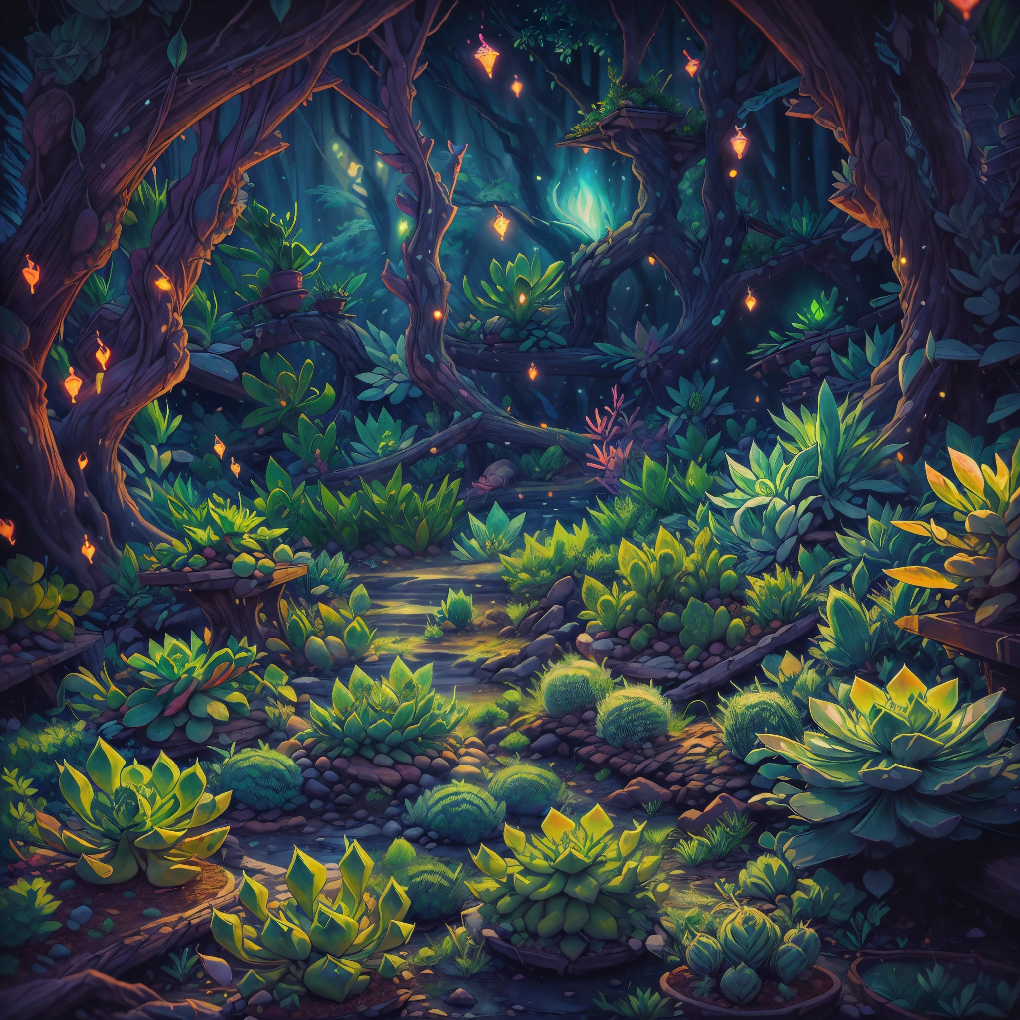 tmasterpiece,Best quality,high high quality,The content is very detailed,8K,(Close-up of succulents:1.5),Fantastic snow and ice jungle,ice witch,Colorful ice magic,Glowing Elves,Natural elements in the forest theme,Colorful snow and ice jungle,Epic fantasy art style,Delicate leaves and branches are surrounded by fireflies(nature elements),(Jungle theme),(leafs),(tree branch),(glowworm),(particle effect)and other 3D, Octagon rendering,ray traycing,Super meticulous,Depicting the harmony between man and nature
