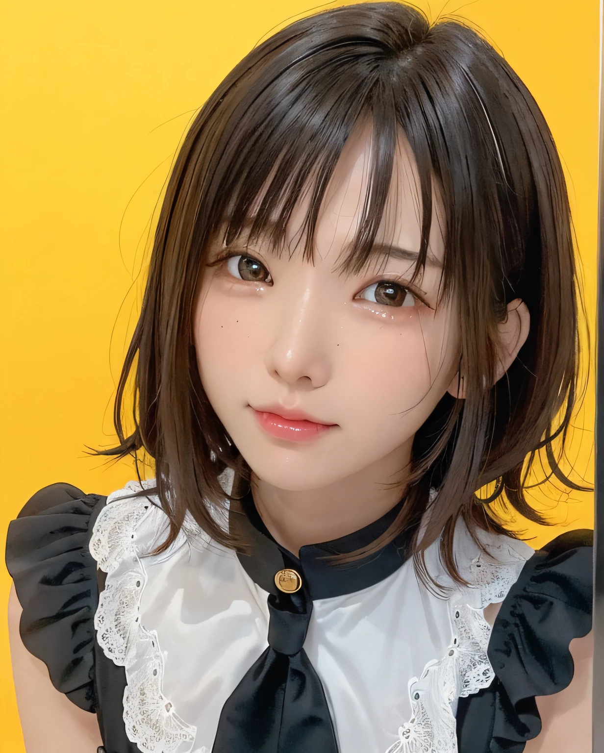 Maids,(8K, Raw photo:1.2)Detailed face and eyes,Best Quality, 超A high resolution, Highly detailed ,intricate detailes ,masutepiece ,Cute Girl , Soft cinematic light, Hyper-detailing,Sharp Focus, High quality,tits out, short hair