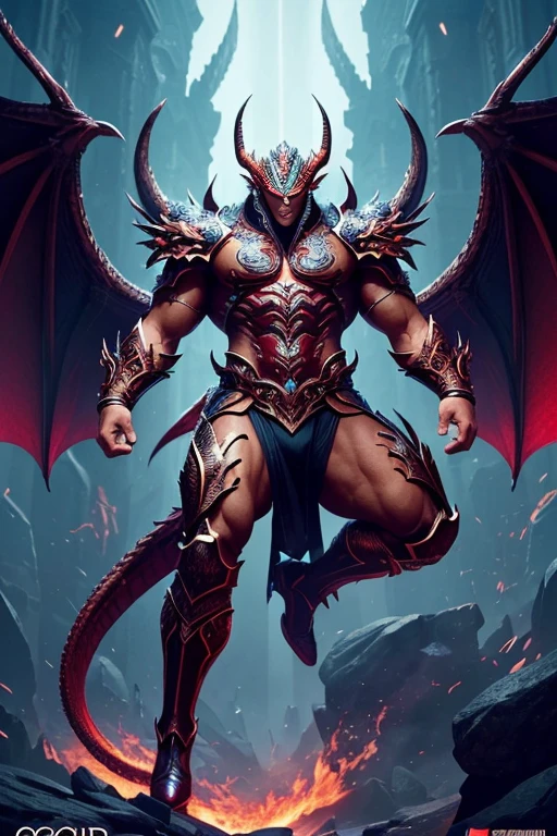A powerful and strong man perfectly integrated with the essence of the dragon, Imaginative and visually striking digital artwork, (This man exudes confidence and grace with dragon-inspired elements such as scales, wings, or subtle fiery details), A mythical and mesmerizing atmosphere, A harmonious fusion of human and dragon characteristics, full body, Vibrant colors, dynamic poses, exquisite details, 32k UHD resolution, DSLR, professional photography, high quality, best quality, realistic photo, cinematic angle, cinematic lighting, vibrant color, vivid color, sharp focus