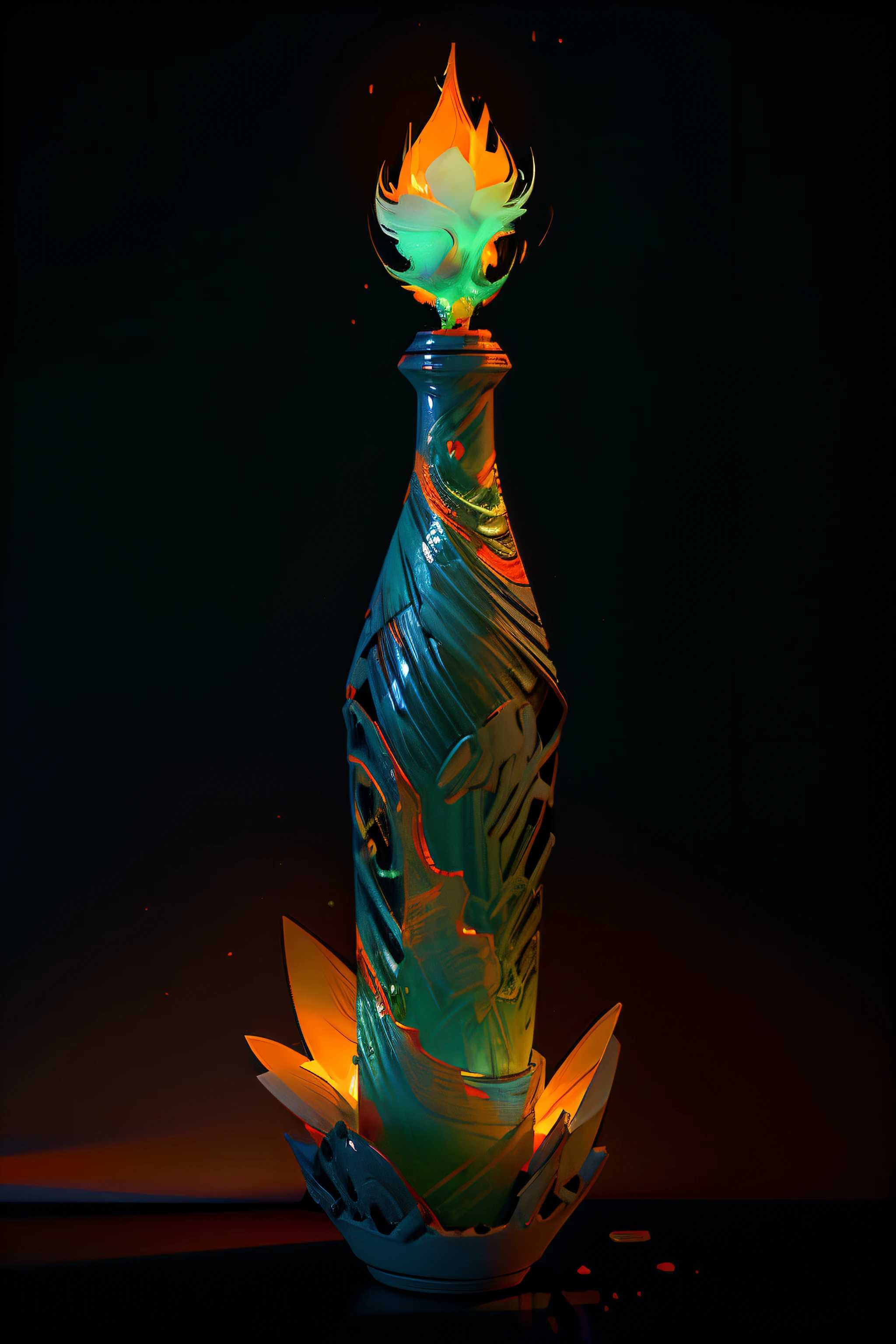 best qualtiy,tmasterpiece), green glass wine bottle,Surrounded by colorful magic,Delicate texture,pandas,Cute black and white clothes,bamboos,Little tiger tooth,Popmart blind box,Clay texture,(Woods background),natural soft light,Light,best qualtiy,hyper-detailing,arte 3D,C4d,Blander,OC renderer,3D renderer,8k