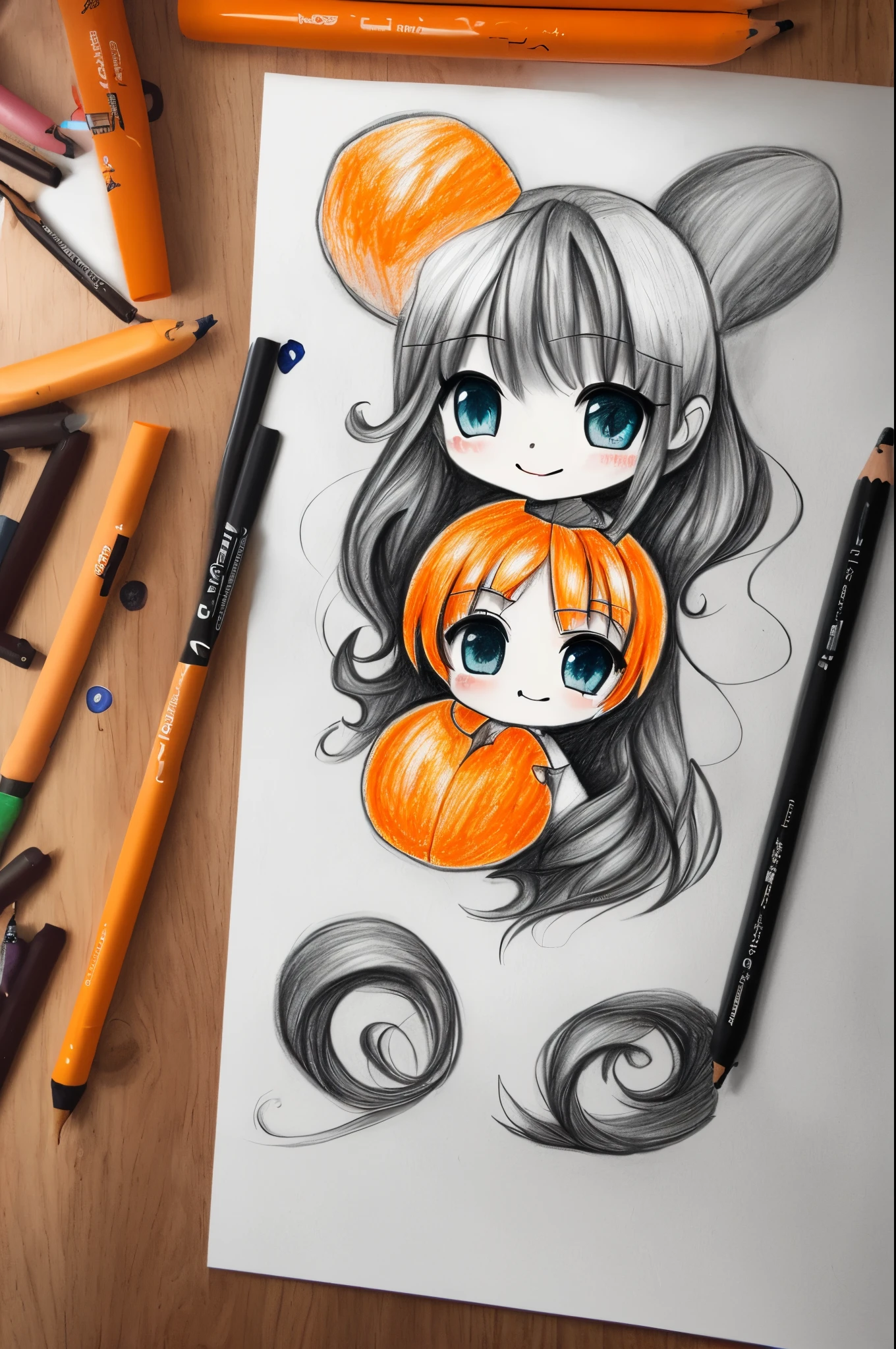 Cute drawing of orange