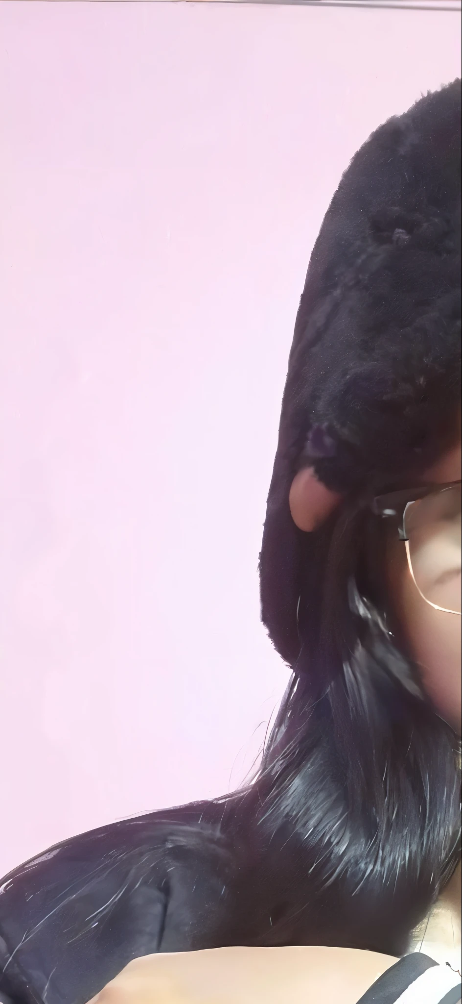 there is a woman with a big dick on her face, his face flushed and sweaty, thick red lips,
