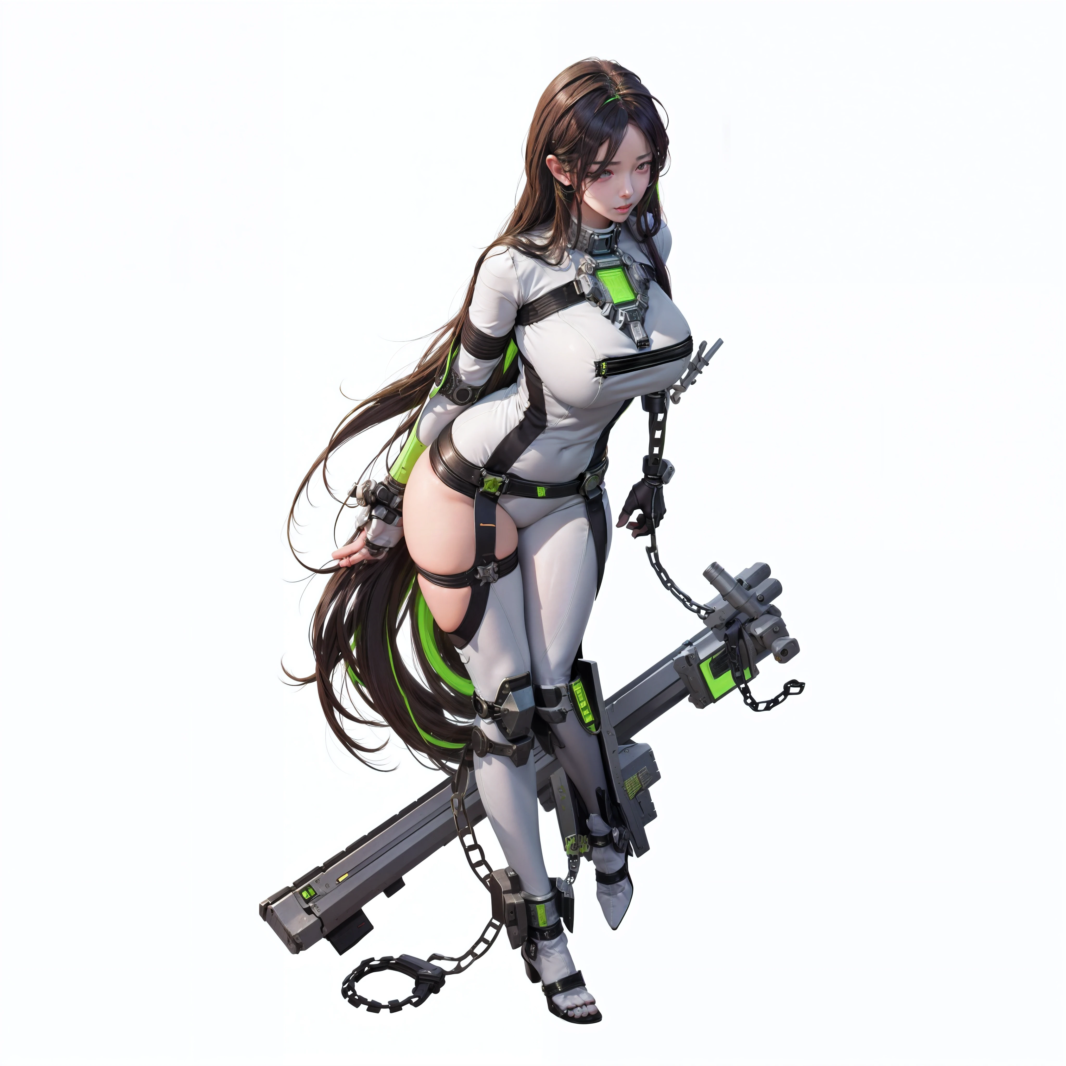 anime girl with a gun and a chain, biomechanical oppai, lucio as a woman, cyborg merchant girl, android heroine, mechanized valkyrie girl, katana zero video game character, like lady mechanika, official character art, konachan, makoto shinka, holy cyborg necromancer girl, perfect anime cyborg woman, guilty from nikke game