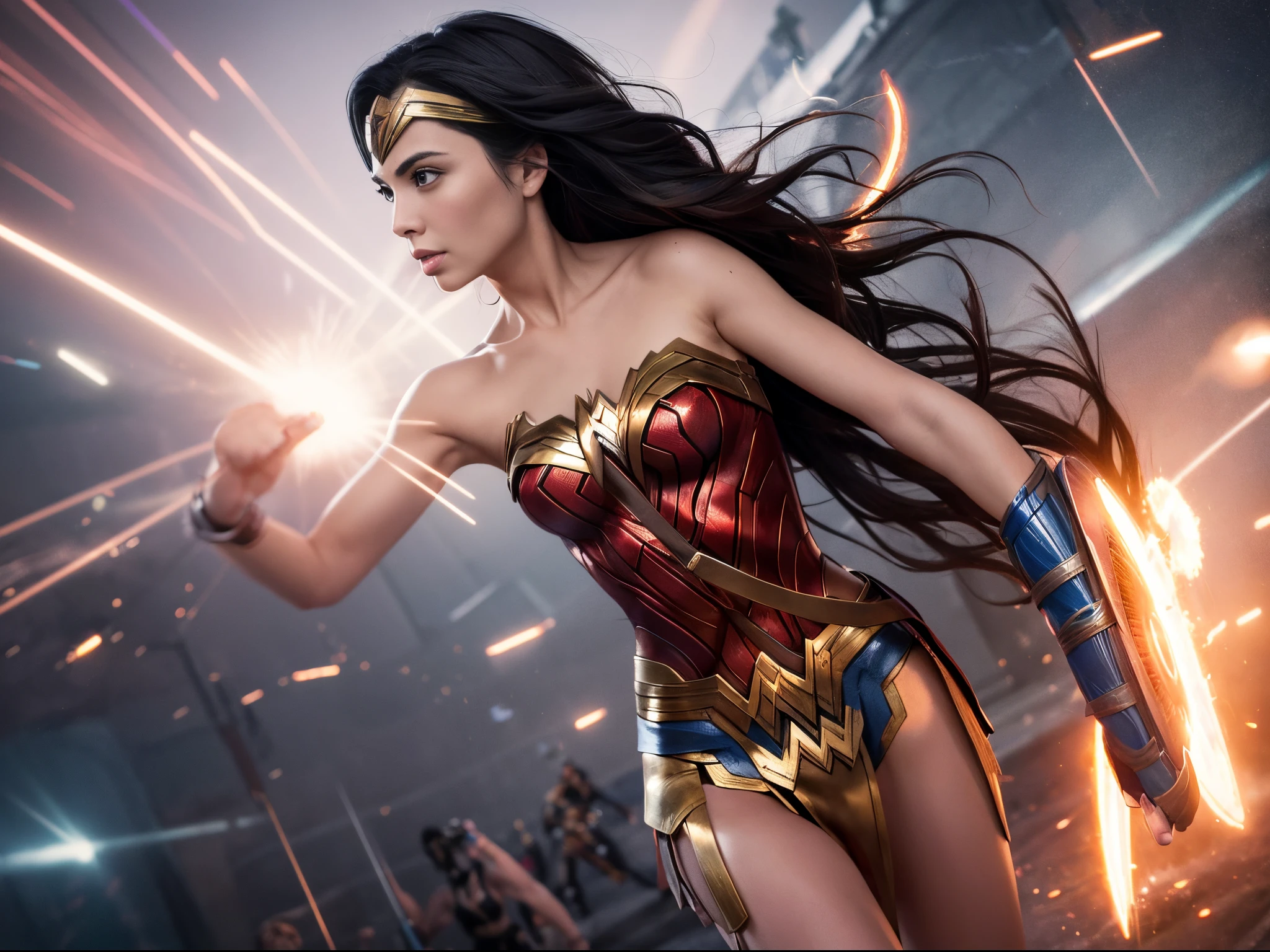 best quality,4k,8k,highres,masterpiece:1.2,ultra-detailed,realistic:1.37,Wonder Woman,DC Universe,Marvel Universe,Multiverse,cosmic portal,mesmerizing nexus,interconnectedness of parallel worlds,female superhero,iconic costume,red,blue,gold,laser-sharp focus,heroic pose,powerful,confident,Amazonian warrior,shield,lasso of truth,brilliantly colored background,action-packed,explosive energy,breathtaking landscape,portraits,unstoppable force,strong,wild flowing hair,determined expression,powerful stance,fierce eyes,galactic dimensions,superhuman strength,saving the world,adventure,justice,brave,superpowers,intense battle,defeating enemies,towering skyscrapers,glimmering stars,astral energy,celestial beings,universe,diverse characters,Women of DC,Marvel's Avengers,Asgardians,Guardians of the Galaxy,Starfleet officers,powerful artifacts,cosmic entities,multiple realities,parallel dimensions,mythical creatures,cameo appearances,ultimate team-up,universe-shaking event,iconic heroines,unleashing their full potential,unprecedented power,genre-bending crossover,awe-inspiring,unbelievable action sequences,intertwining storylines