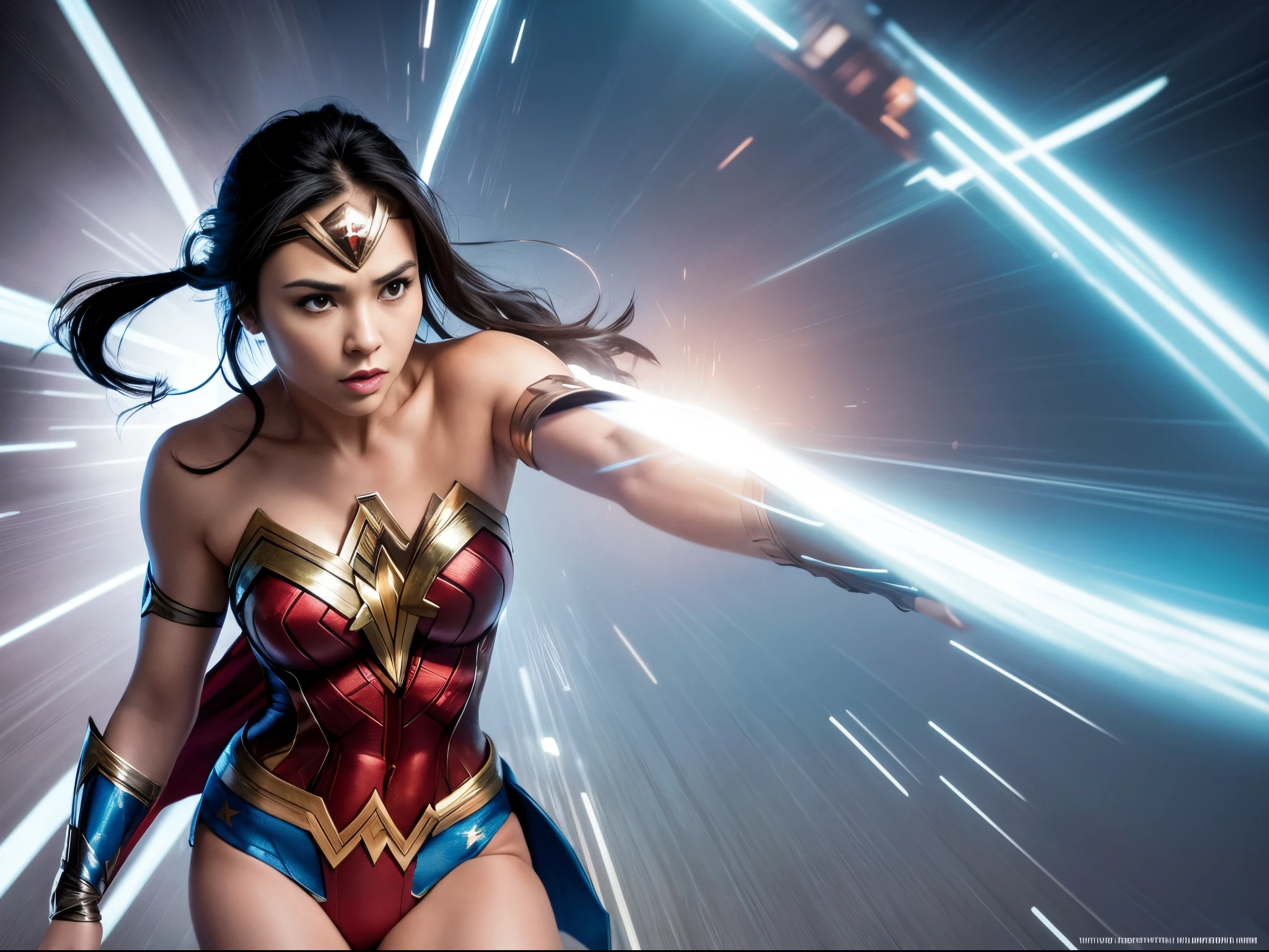 (wonderwoman,action,motion,fluid,energetic,multiple iterations,visually dynamic,captivating composition,plex) , (best quality,4k,highres),(realistic:1.37),(HDR,UHD),(studio lighting,sharp focus),(vivid colors),fluid movements,in motion,heroic pose,dynamic background,expressive face,strong and confident,blurred motion,multiple images overlapping,electrifying energy,forceful and impactful,motion lines,speed effect,rippling effect,superhero strength,eye-catching,attention-grabbing,sleek and powerful,stylized visuals,multiple perspectives,comic book vibes,bold and intense color scheme,moving and dynamic,dominant presence,superhuman abilities,empowering and inspiring,action-packed,extraordinary woman,transformational journey,unstoppable force,iconic superhero attire,awe-inspiring power,striking visuals.