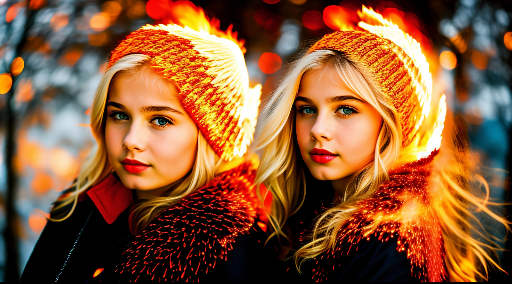 Russian blonde child girl ,AND ANGEL OF WiNGS OF FIRE.