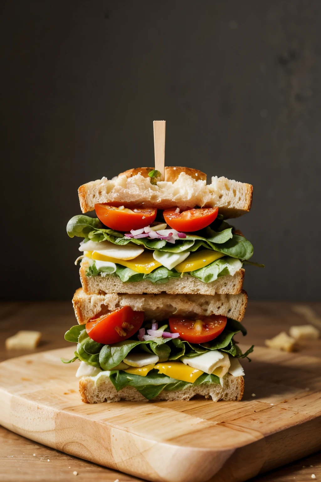 a small square bread chease sandwich add more vegitable