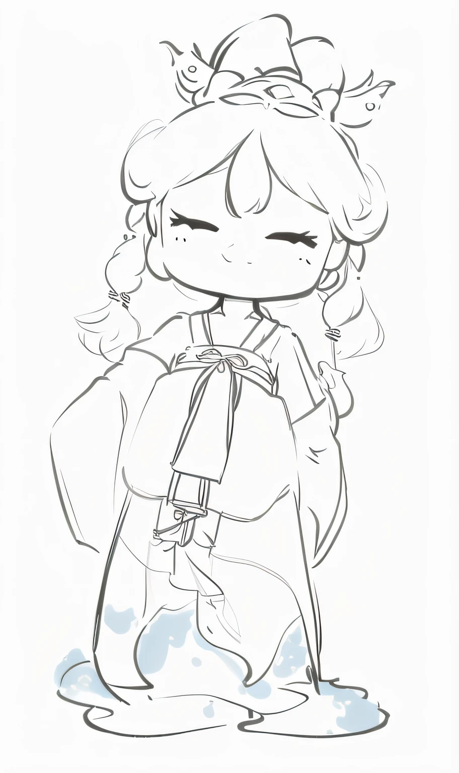 De stijl Chibi bold line minimal vector style hanfu