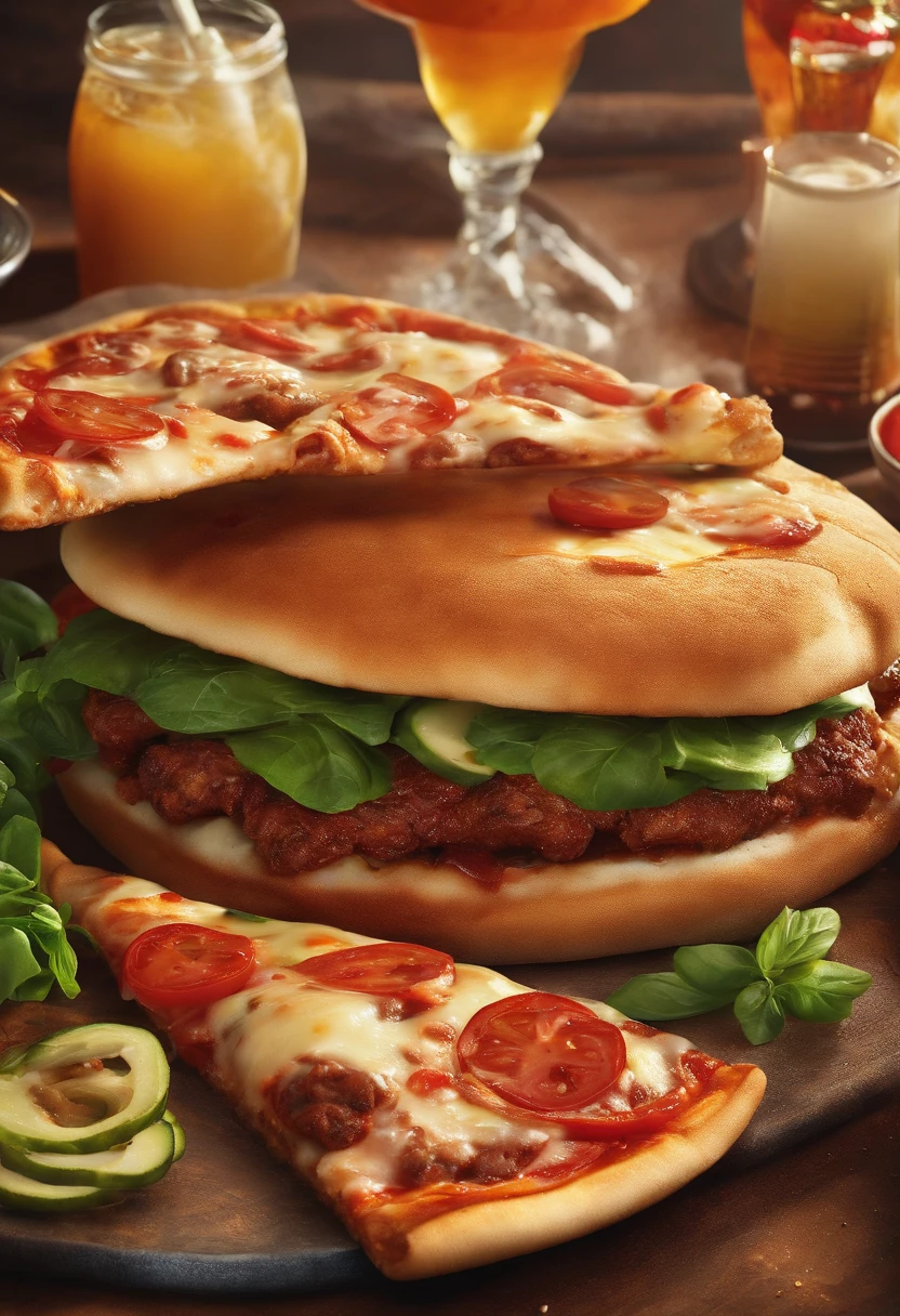 food, drumstick, hamburger,pizza, Coke, drinks, Verdure