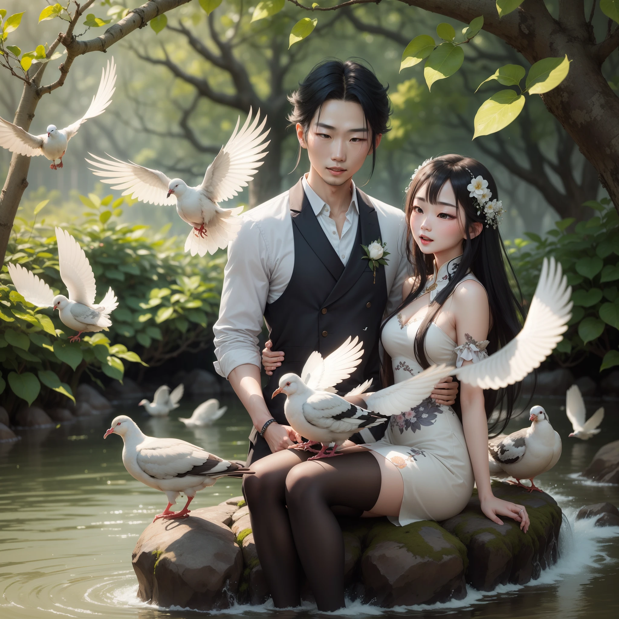 Guan Guan and the singing dove,Together on the small island in the river。Beautiful and virtuous woman,What a gentleman and a good spouse