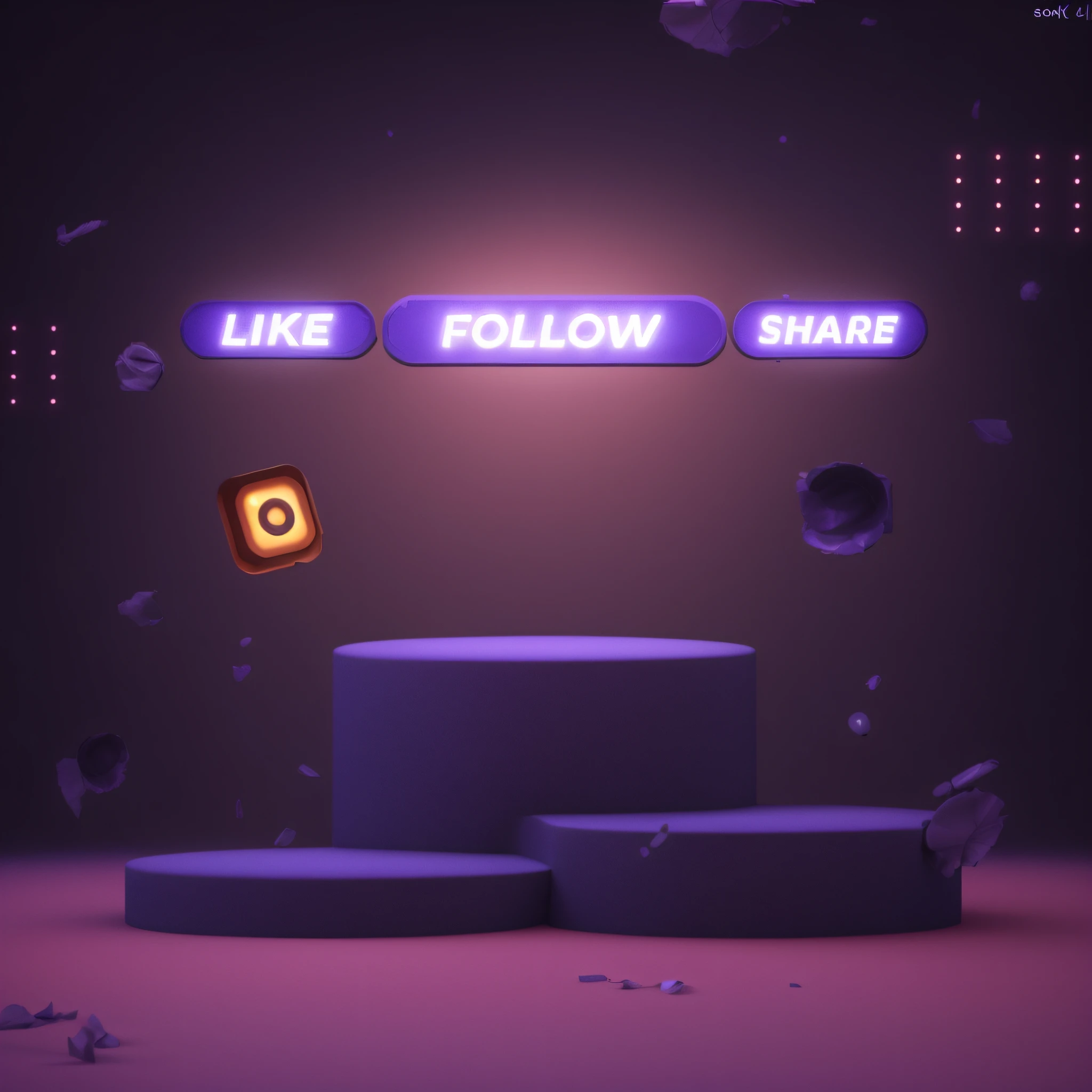 a purple background with a white pedestal and balloons, cinema 4d render colorido, Postagem no Instagram 4K, Seguir tiro, 3 d illustration, 3 d illustration, 3 d stylize scene, real trending on instagram image, motion graphic, 3d grainy aesthetic illustration, alta qualidade 3d realista, esferas e formas flutuantes, trend on behance 3d art