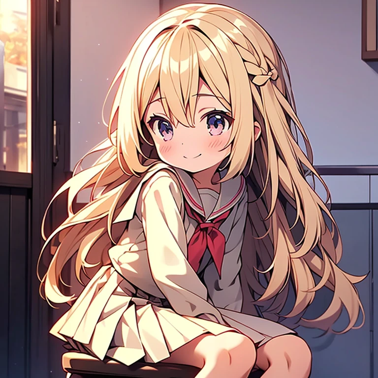 best quality, girl, (loli), kawaii, long hair, shy, (small breasts), skirt, light smile, Side tie underwear