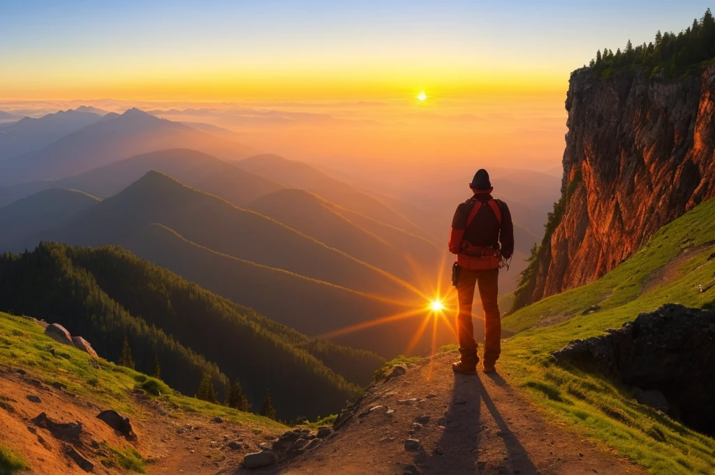 Sunrise at the top of the mountain