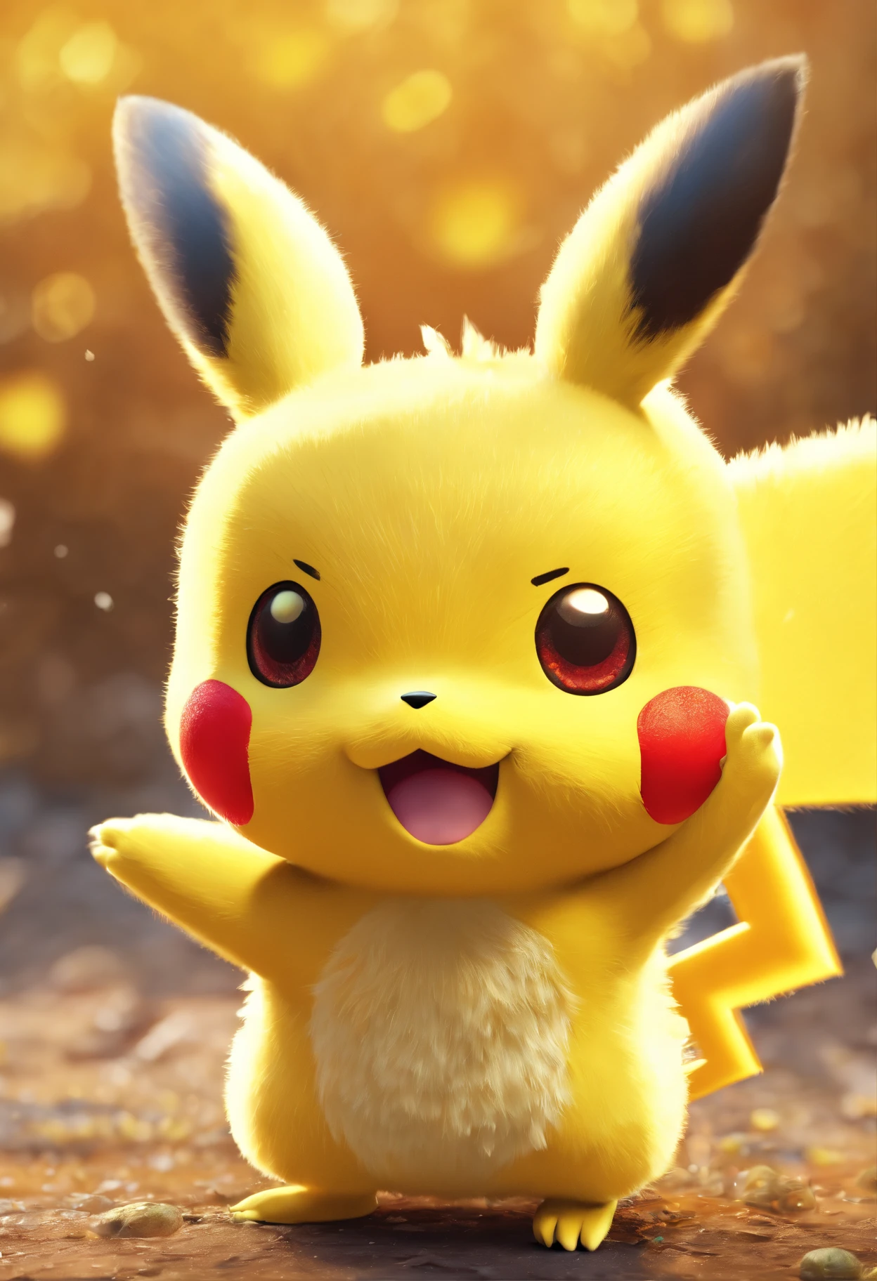 Envision an extraordinary scene featuring a highly detailed Pikachu, zooming into the realm of macro detail where each individual hair and tiny bits of dirt in its fur are visible. Imagine this in a high-resolution 8K image, rendered with Octane Render to bring out the utmost realism in every intricate element.

Highlight Pikachu's fur with extreme macro-details, showcasing each hair's texture, color, and placement. Dive into the micro-details to reveal the subtle variations in fur length, direction, and the intricate patterns that make up Pikachu's iconic appearance.

Emphasize the dirt and tiny particles in Pikachu's fur, capturing the realism of its environment. Use Octane Render to bring out the nuances in color and texture, creating an image that not only showcases the cuteness of Pikachu but also the authenticity of its world.

Consider the lighting to enhance the macro-details, casting shadows that add depth to Pikachu's fur. Utilize the rendering capabilities of Octane Render to create an image with vibrant colors, realistic lighting, and a high level of detail that immerses the viewer in the microcosm of Pikachu's fur.

Imagine Pikachu in a dynamic pose, perhaps with a playful expression or in a scene that complements its electric personality. Craft an image that not only captures the macro-details but also conveys the essence of Pikachu's charm and character.

This detailed prompt aims to inspire the creation of a highly detailed and macro-focused depiction of Pikachu, with each individual hair and tiny bits of dirt visible, presented in a high-resolution 8K image rendered with Octane Render for an unparalleled level of realism.