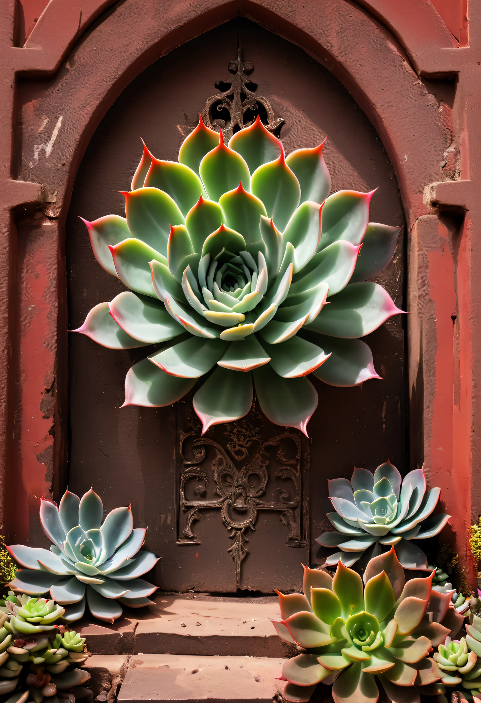 (Close-up of succulents:1.5),The bloody ghost flower blooming at the gate of hell,Leading the soul to the afterlife,Evil charm,Flirtatious,Incredible,