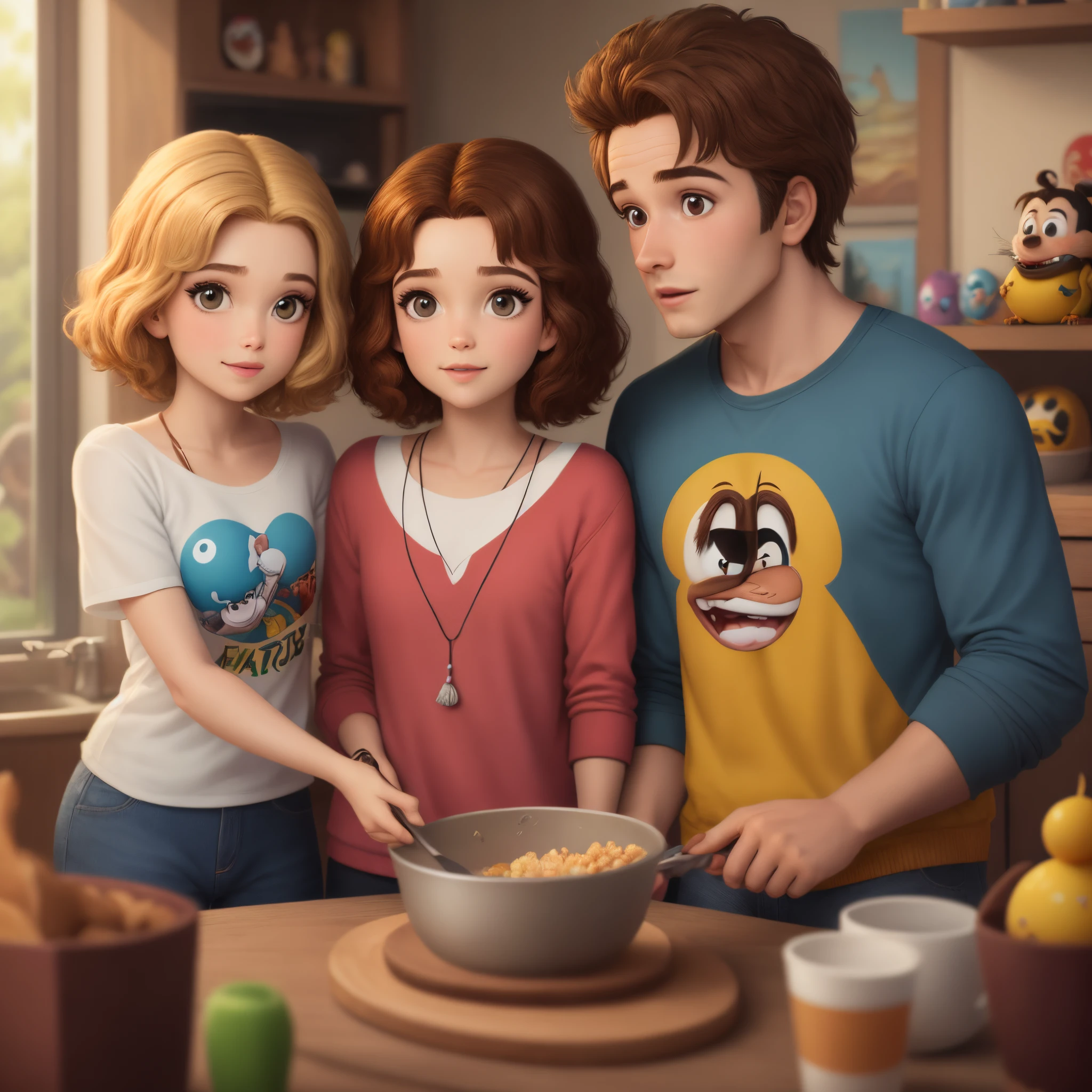 Cabelo andulado, olhos castanhos, branquinha , Disney pixar