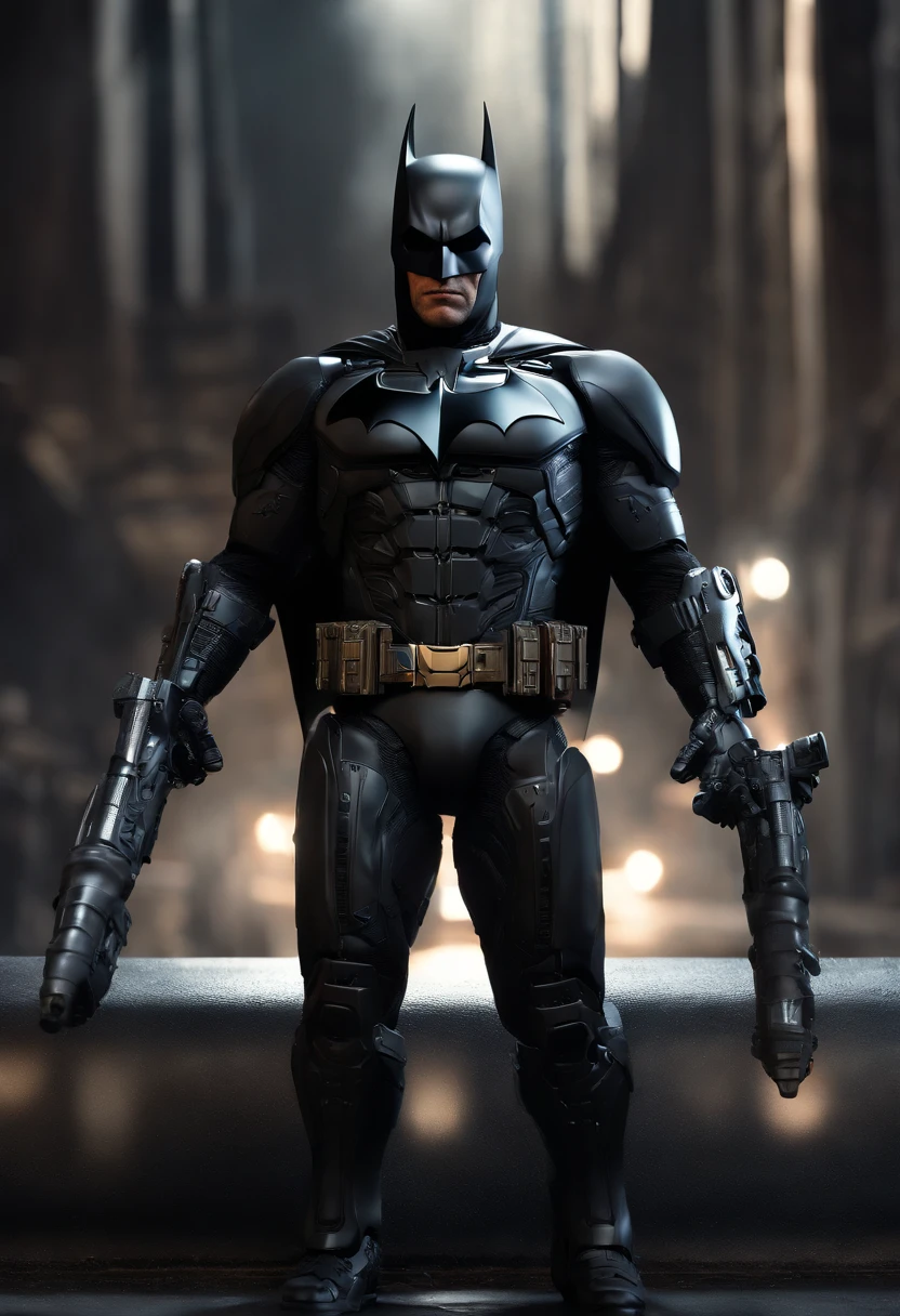 Envision an intense scene featuring a highly detailed Terminator-style Batman, diving into the realm of micro-detail to emphasize the intricacies of his cybernetic enhancements, armor, and iconic bat suit. Capture this scene with meticulous attention to detail, ensuring that every aspect of the Terminator-inspired Batman is finely rendered.

Highlight Batman's cybernetic enhancements with extreme micro-details, showcasing the intricate machinery, metallic components, and advanced technology seamlessly integrated into his suit. Zoom in on the minute details of the cybernetic portions, emphasizing the realism and complexity of these enhancements.

Emphasize Batman's armor, capturing the texture, reflections, and minute imperfections that make up the surface. Dive into micro-details to showcase the durability and advanced design of the armor, highlighting its role in merging the iconic Batman silhouette with Terminator-like enhancements.

Consider the lighting to enhance the micro-details, casting shadows that add depth to Batman's cybernetic features and armor. Utilize the rendering capabilities to create an image with a gritty atmosphere, conveying the blend of the dark, brooding essence of Batman with the robotic precision of the Terminator.

Imagine Batman in a dynamic pose, showcasing the fusion of his traditional heroic stance with the formidable and relentless presence of the Terminator. Craft an image that not only captures the micro-details but also conveys the essence of this hybrid character, blending the best of both iconic worlds.

This detailed prompt aims to inspire the creation of a highly detailed and micro-focused depiction of a Terminator-style Batman, with extreme attention to the intricacies of his cybernetic enhancements, armor, and iconic bat suit.