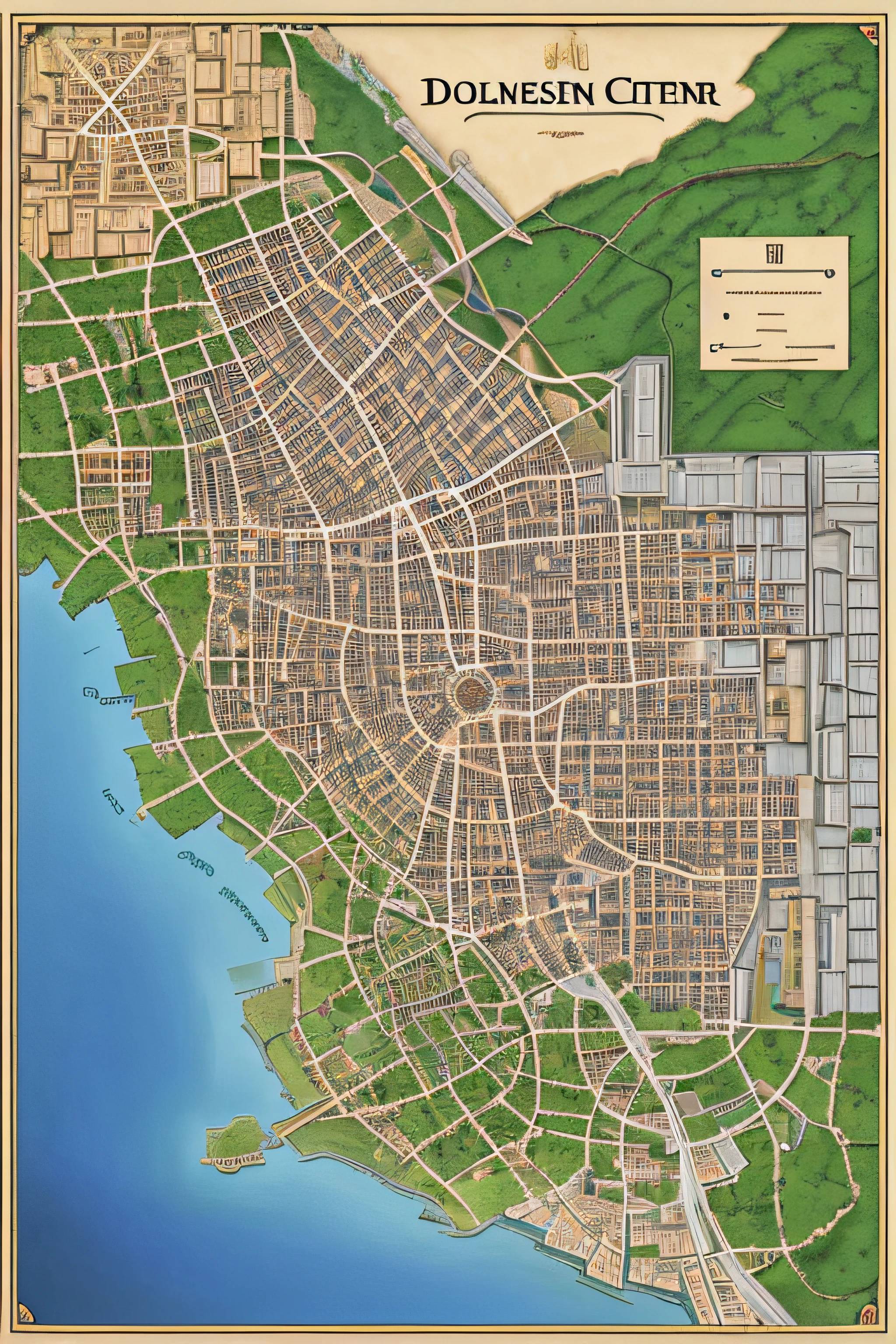 A large-scale fantasy medieval city map, similar to Jerusalem, surrounded by wall. The city must contain a cemetery, hospital, magic university center, noble region, fortress, military barracks, museum, school, cisterns, commercial area and other common areas at the time., high details, super detail, masterpiece, UHD, super detail, anatomically correct