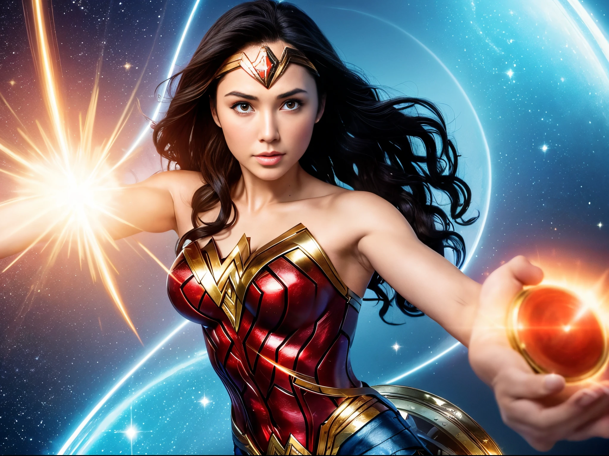 Demi Lovato face, a woman in a wonder woman costume posing for a photo, superhero portrait, wonder woman, 8K Artgerm Bokeh, Wojtek Fus, superhero art, super realistic photo, artgerm portrait, stunning digital illustration, 4K realistic digital art, 4K realistic digital art, full body art, artgerm. high detail, full body