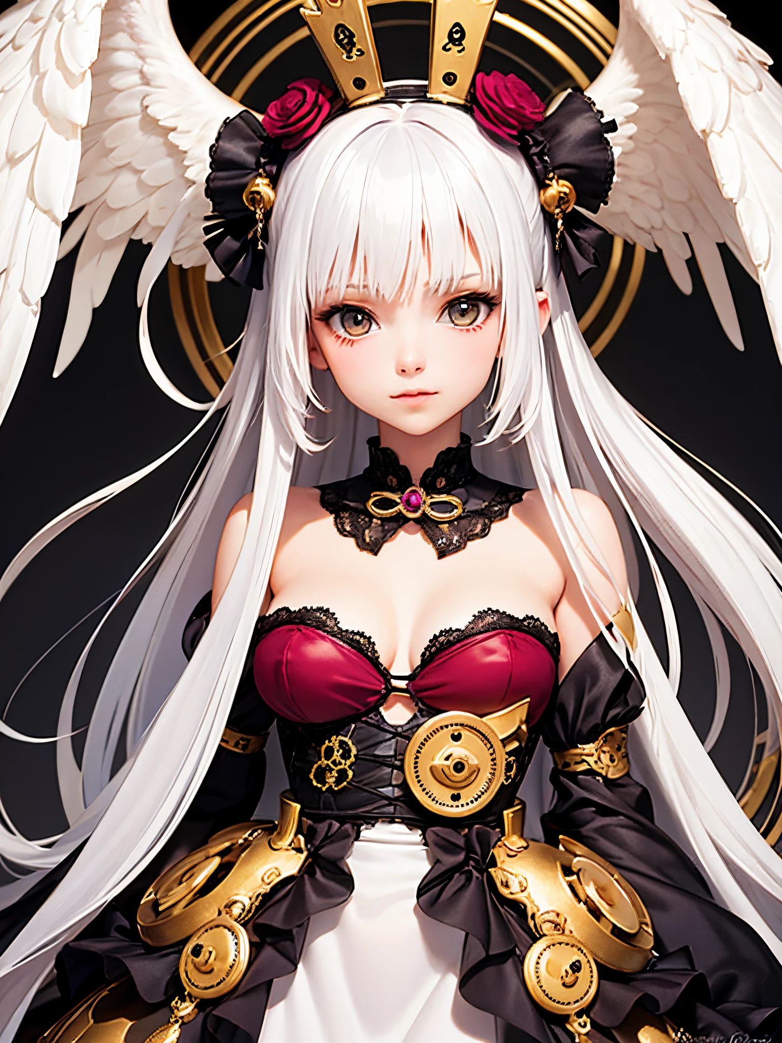 steampunk beautiful angel girl long white hair Fantasia