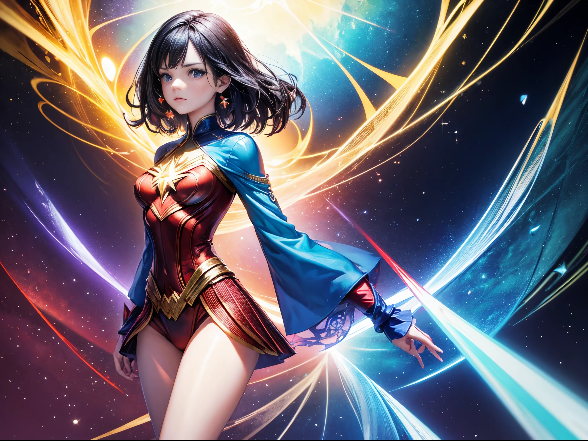 Utilize a kaleidoscopic effect to showcase multiple Wonder Women reflecting across the Plex interface, creating a stunning and surreal visual symphony.