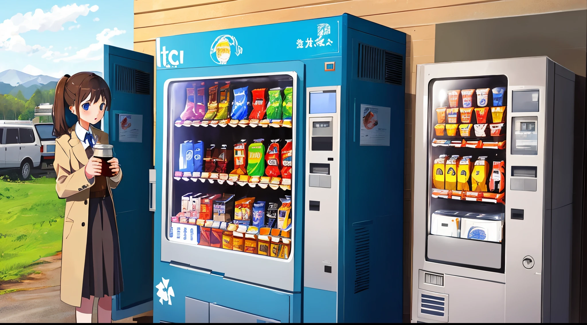 natta　vending machines　Winters　A girl warming her hands with canned coffee　High school students　after school　countryside