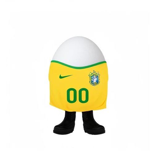 um close de uma bola de futebol com uma camisa, Brasil, mascote do futebol, Humpty Dumpty em forma de ovo, Brasil, plush mascot, head is an egg, mascote de corpo inteiro, mascote esportivo, inspired by Antônio Parreiras, Brasileiro, sao paulo, # e 4 e 6 2 0, inspired by Nuno Gonçalves