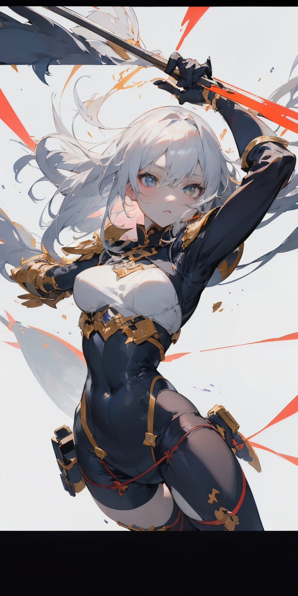 anime girl with white hair and black outfit posing for a jump, armor girl, wlop and krenz cushart, wlop rossdraws, trending on artstation pixiv, guweiz on pixiv artstation, krenz cushart and artgerm, guweiz on artstation pixiv, best anime 4k konachan wallpaper