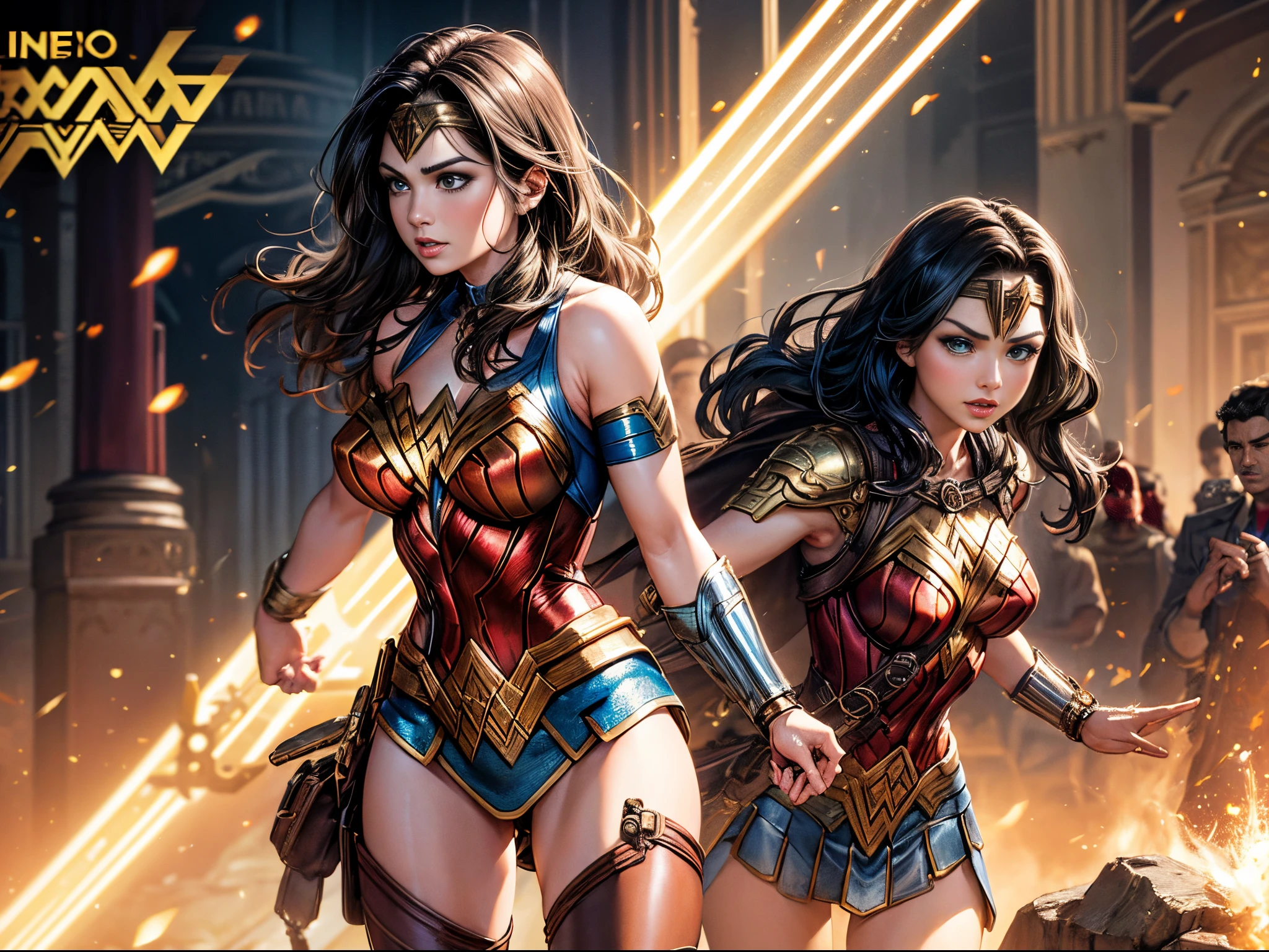 Transform Wonder Woman into a steampunk adventurer, donned in intricate gears and brass, navigating a world where time is a finely tuned mechanism.