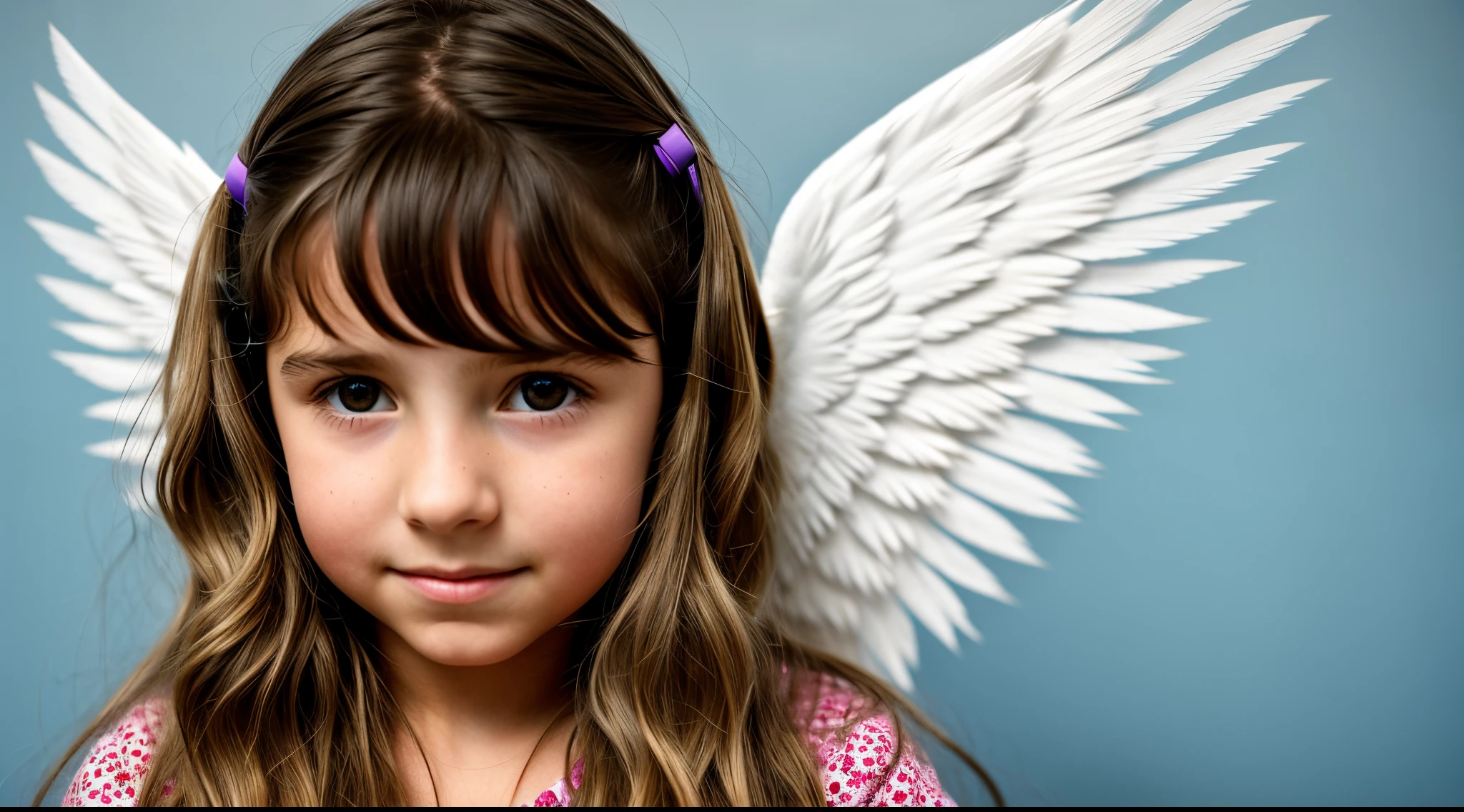 GIRL CHILD , LOIRA DE cabelo longos e fones de ouvido, wings of an angel