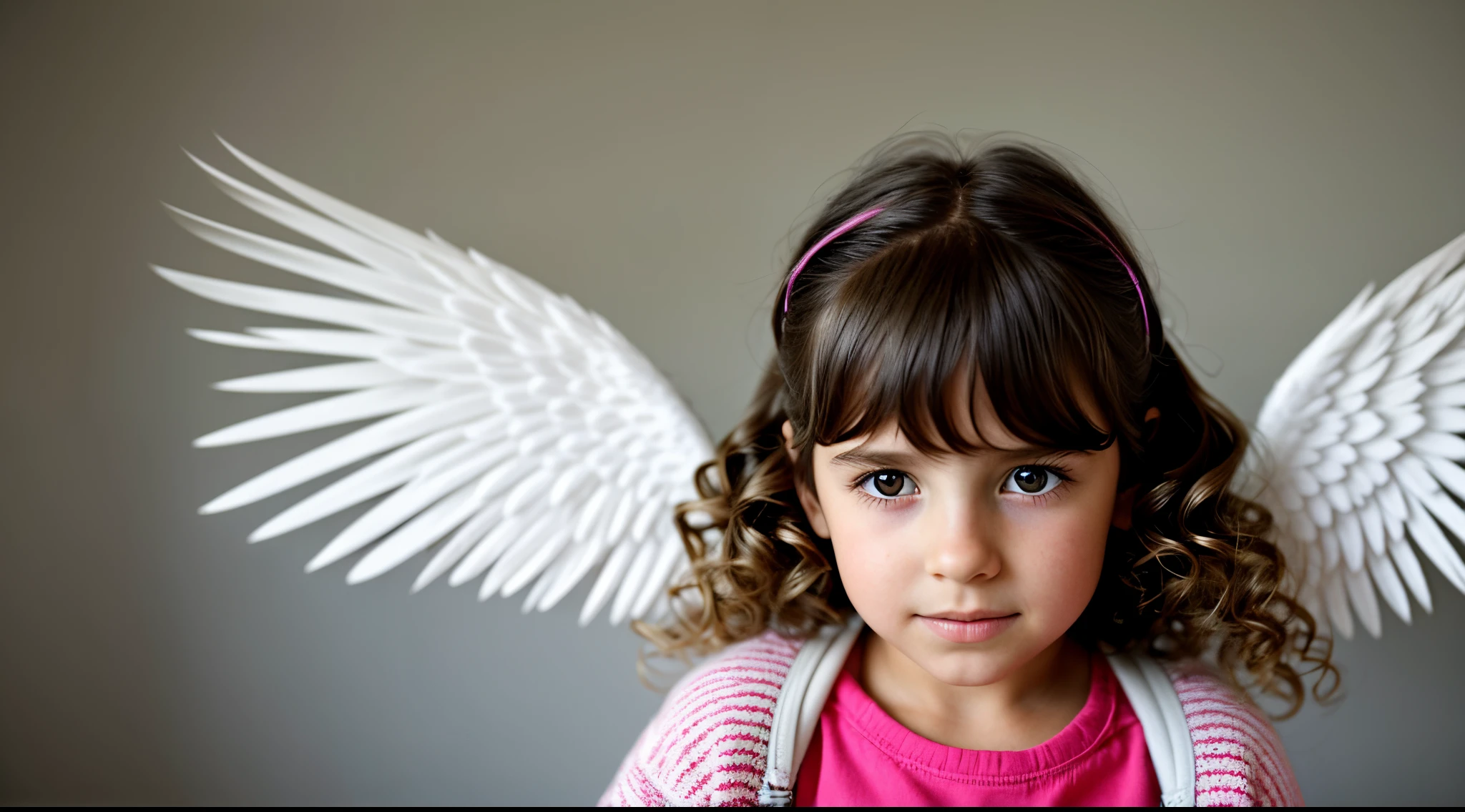 GIRL CHILD 8 YEARS OLD, LOIRA DE cabelo longos e fones de ouvido, wings of an angel