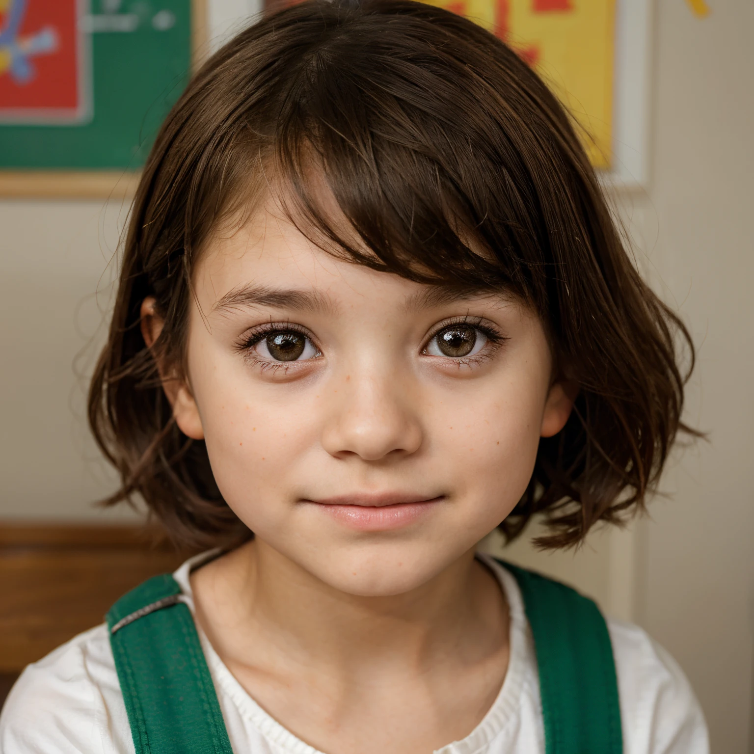 Girl 3  with black curly hair and green eyes