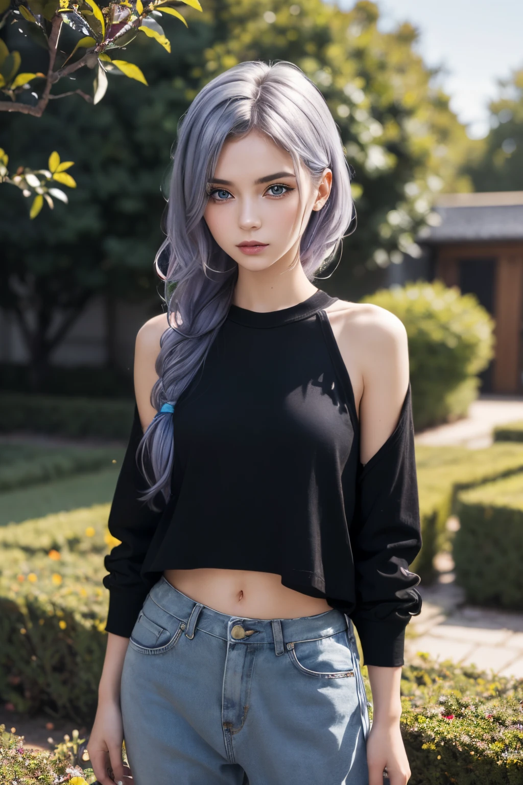 The tooltip for a given topic looks like this: "Girl with a European face, Aryan face, 20years old, Silvery-purple hair, pale purple-blue hair, Bright blue eyes, Her hair is tied up in a bun and falls to her right shoulder. (Dressed in comfortable casual clothes....: 1.3), (((clothes in bright colors))), close-fitting clothes, (Best Quality, 4k, 8K, hight resolution, Masterpiece:1.2) Ultra-detailed features, including realistic, Photorealistic eyes and face. The figure shows the media (Insert Material) that resembles an illustration, oil painting, or 3D rendering. Girl in the garden with bright flowers and sharp focus, soft studio lighting. The overall atmosphere is calm and serene, with a touch of unearthly beauty. The color scheme is dominated by shades of black, Creating a dreamy and surreal aesthetic."