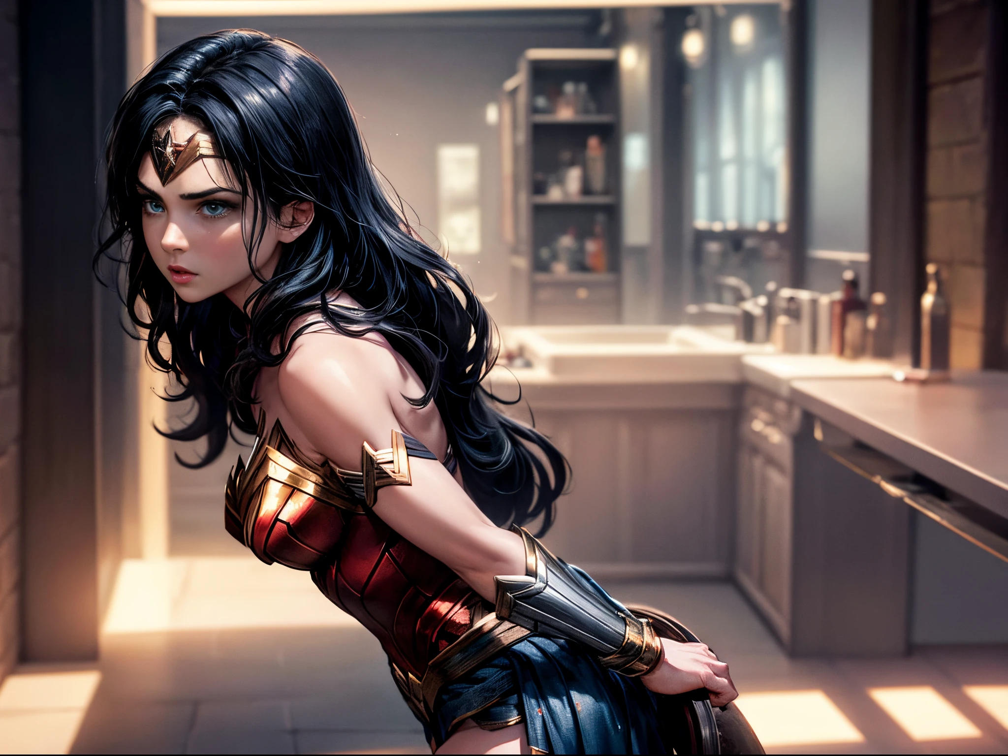 Wonder Woman DC Comics Sex Realistic Erotic Ahegao, gozada na boca, gozada nos seios,